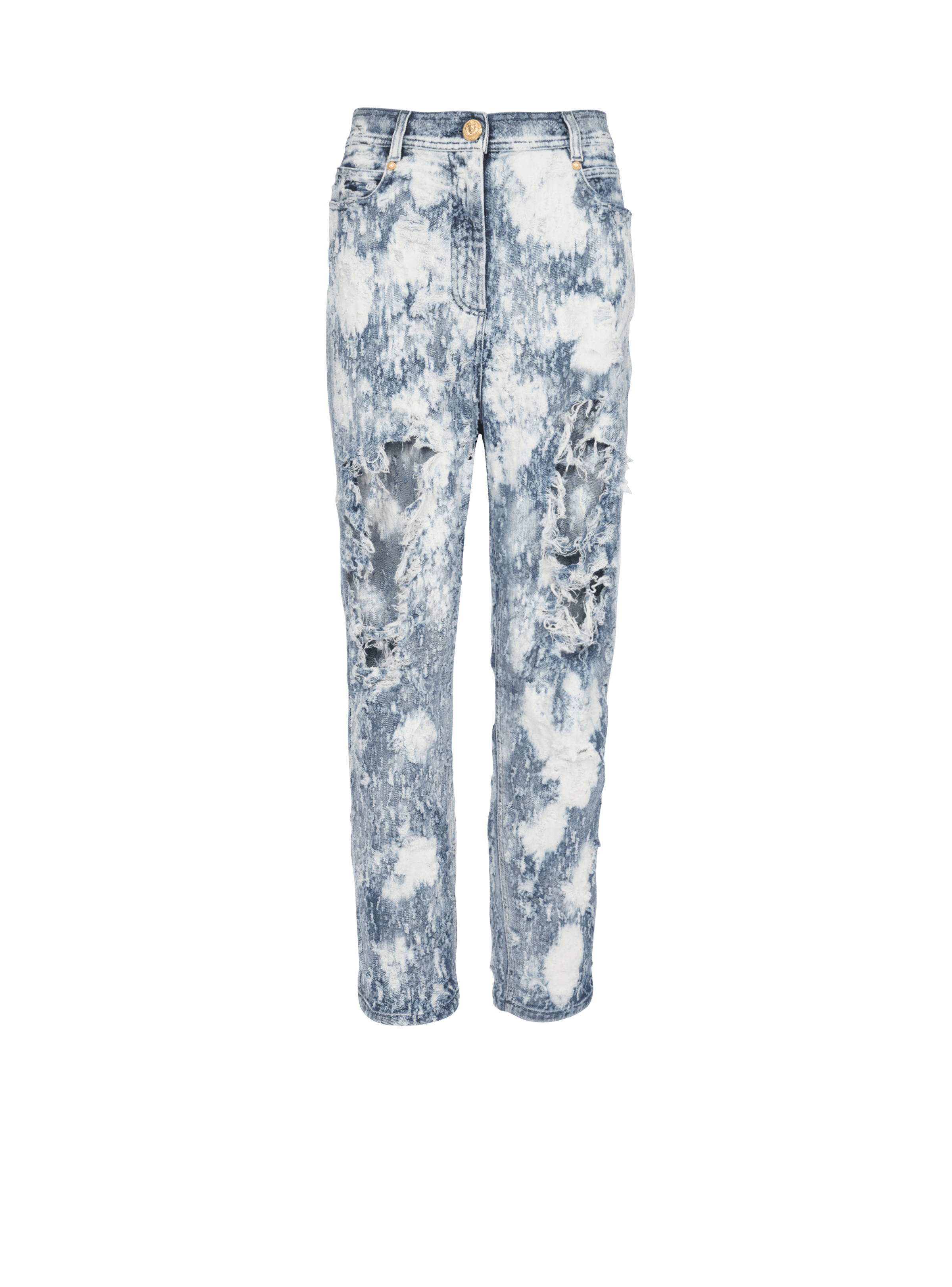 BALMAIN WOMEN'S BLEACHED & DESTROY BOYFRIEND JEANS NWT