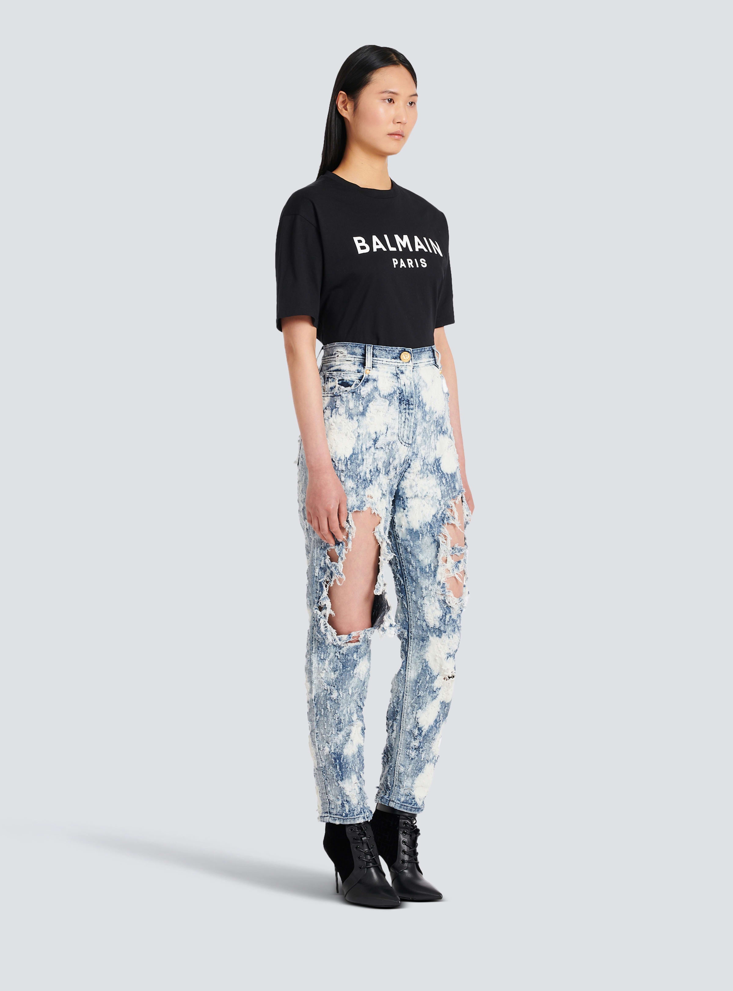 BALMAIN WOMEN'S BLEACHED & DESTROY BOYFRIEND JEANS NWT
