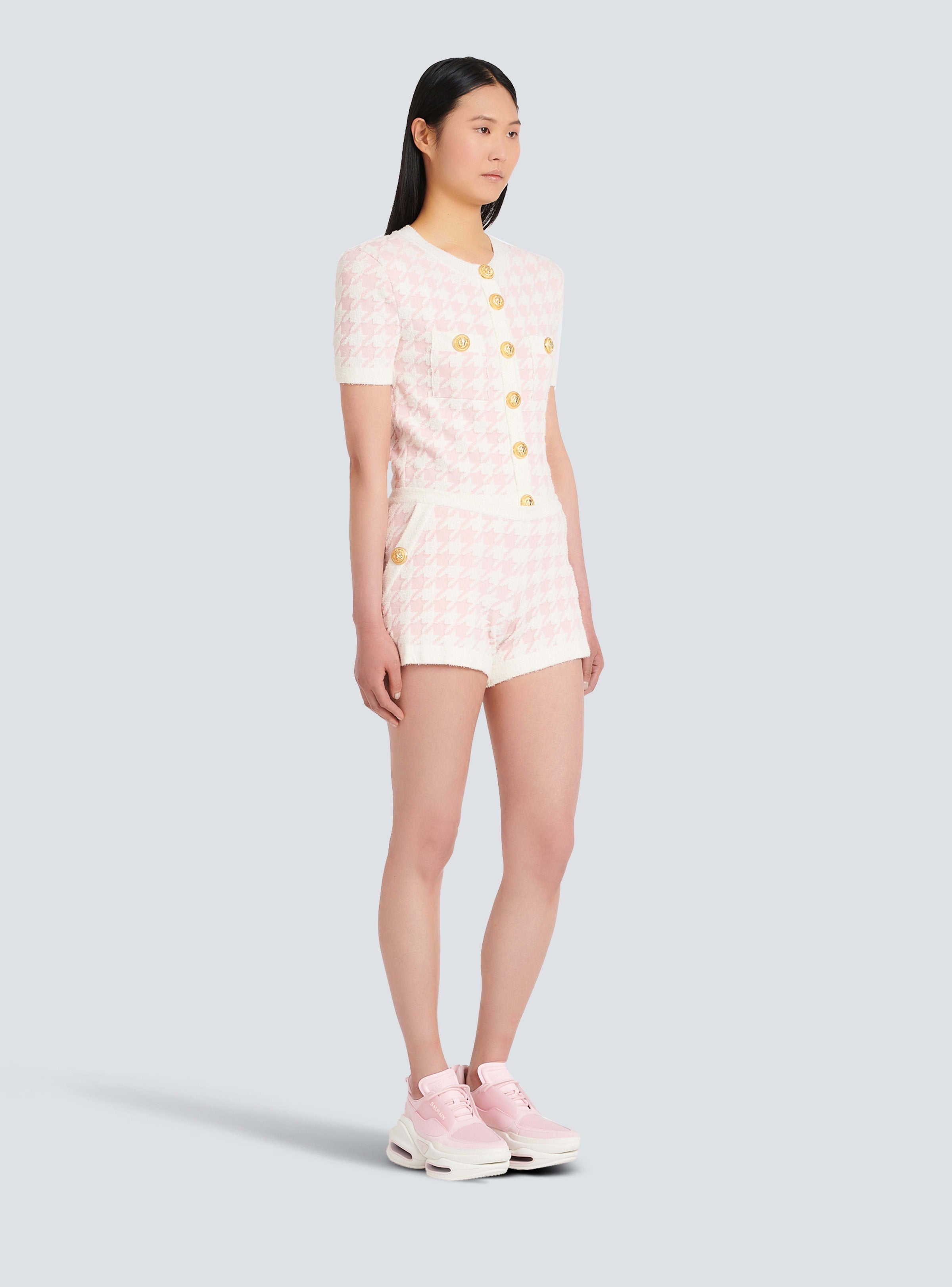 BALMAIN WOMEN'S 2BTN HOUNDSTOOTH LIGTH TWEED SHORTS NWT
