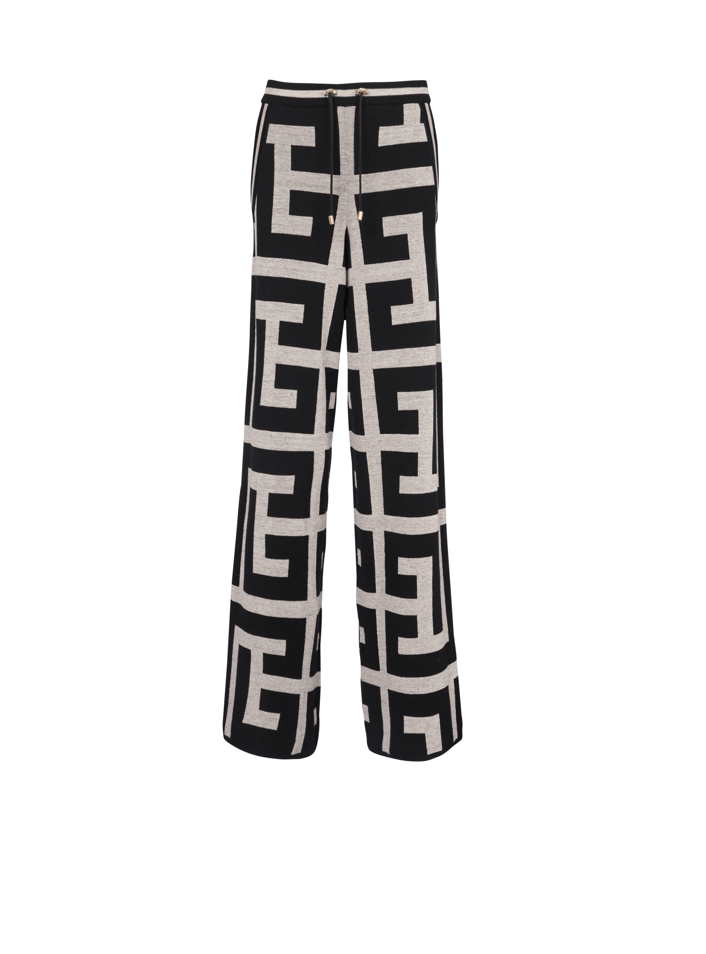 BALMAIN WOMEN'S MEGA MONOGRAM KNIT LARGE PANTS NWT