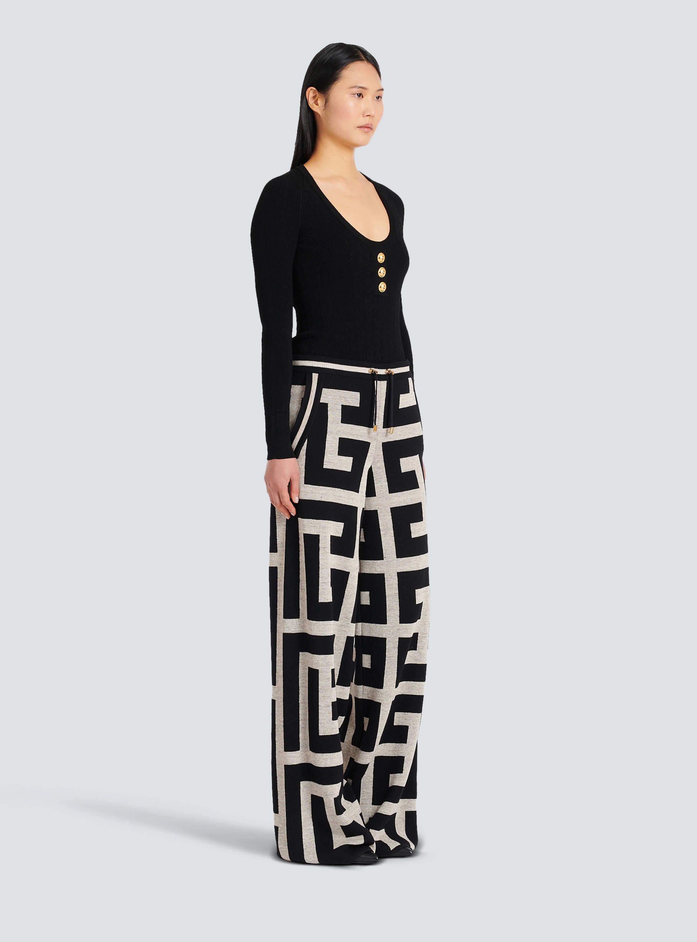 BALMAIN WOMEN'S MEGA MONOGRAM KNIT LARGE PANTS NWT
