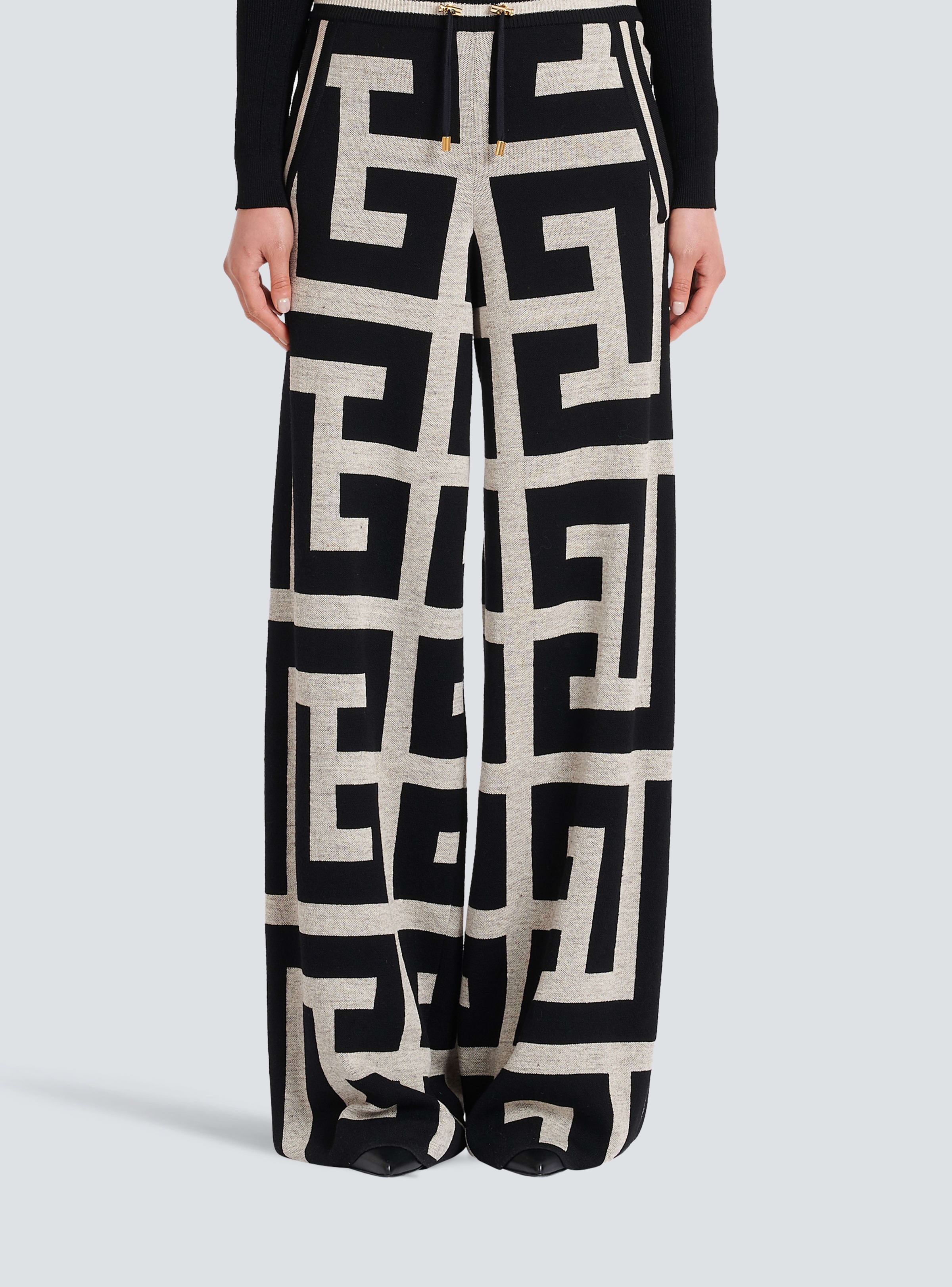 BALMAIN WOMEN'S MEGA MONOGRAM KNIT LARGE PANTS NWT