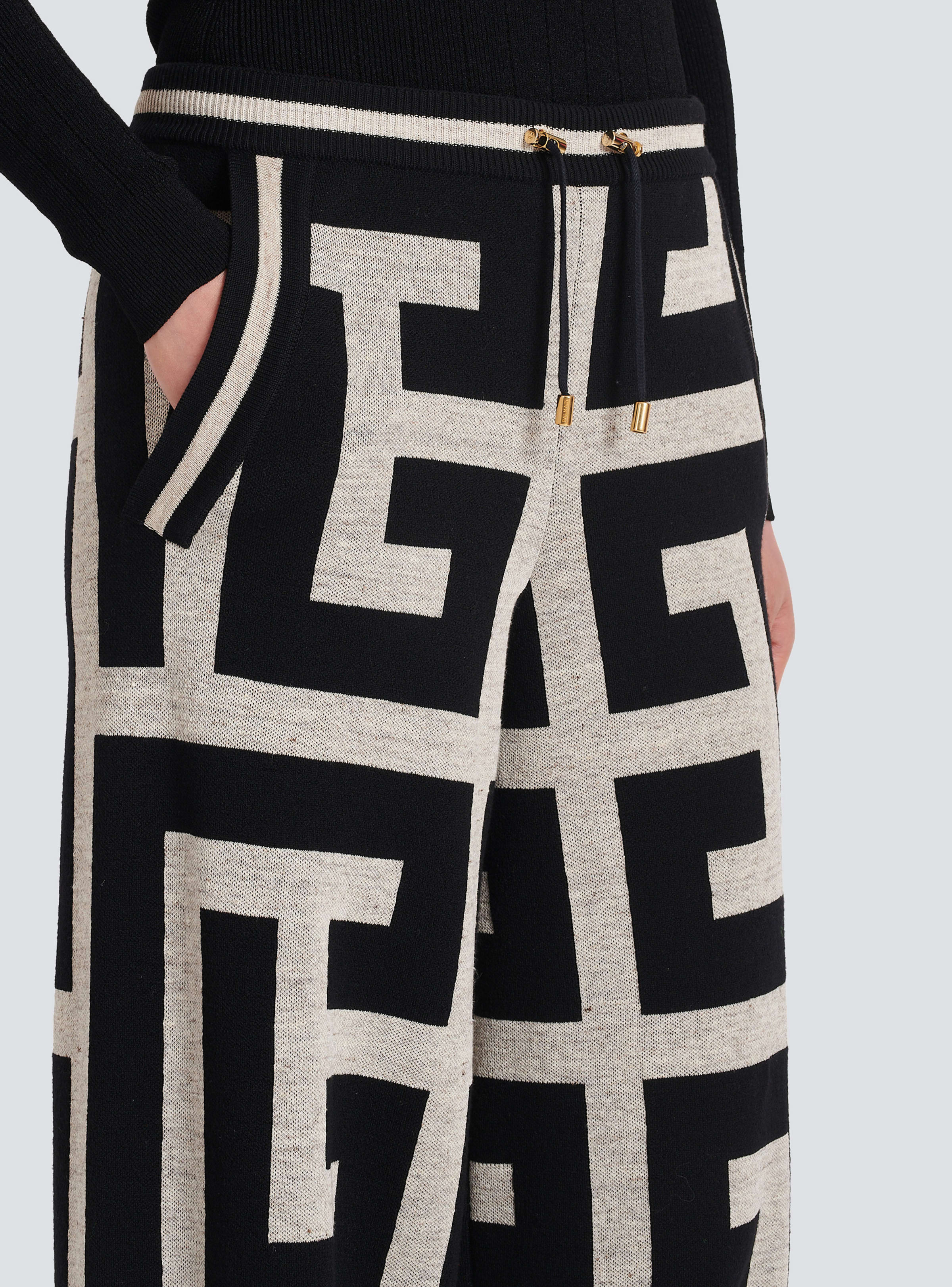 BALMAIN WOMEN'S MEGA MONOGRAM KNIT LARGE PANTS NWT