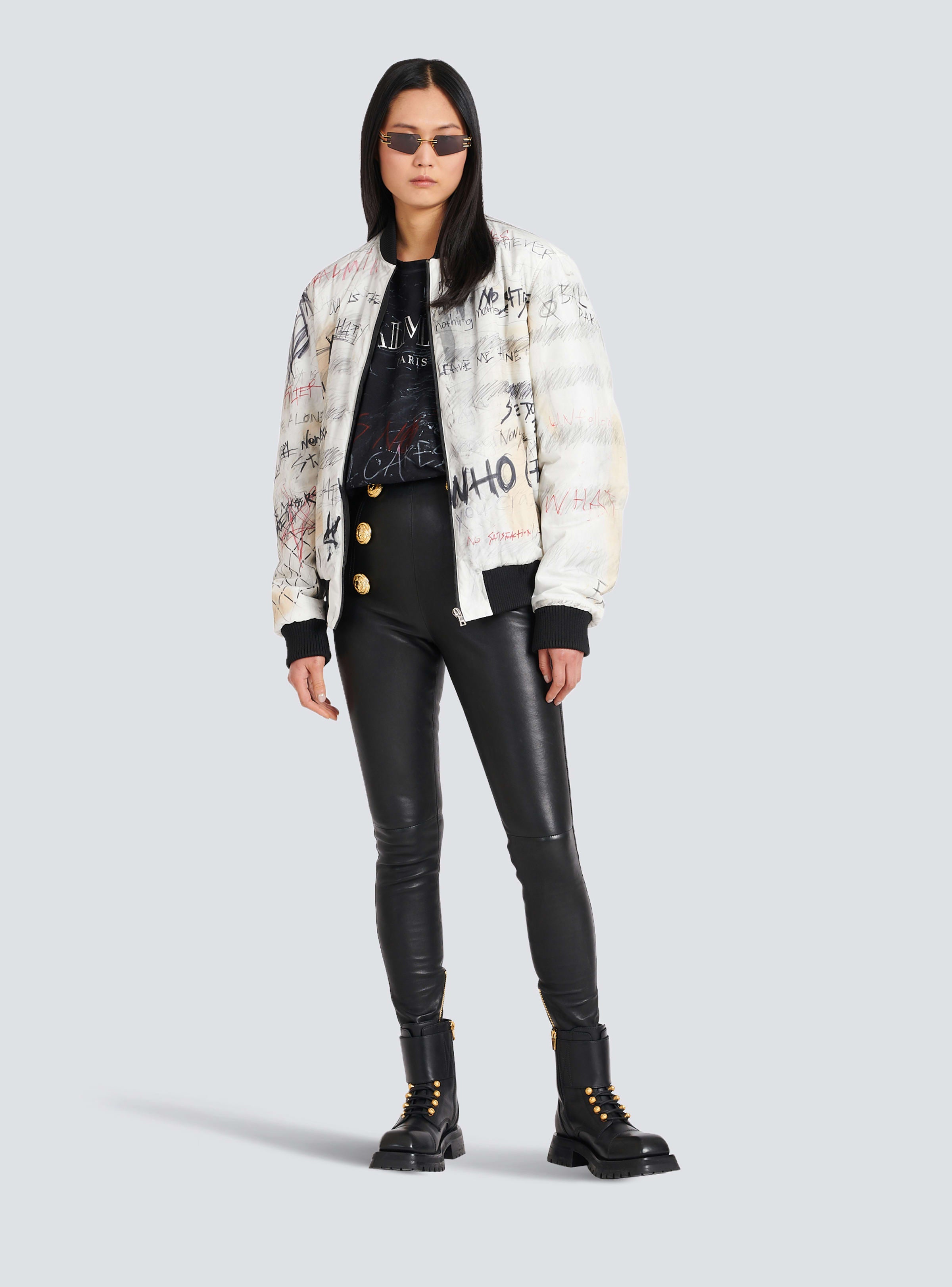 BALMAIN WOMEN'S HW 6 BTN LEATHER SKINNY PANTS NWT
