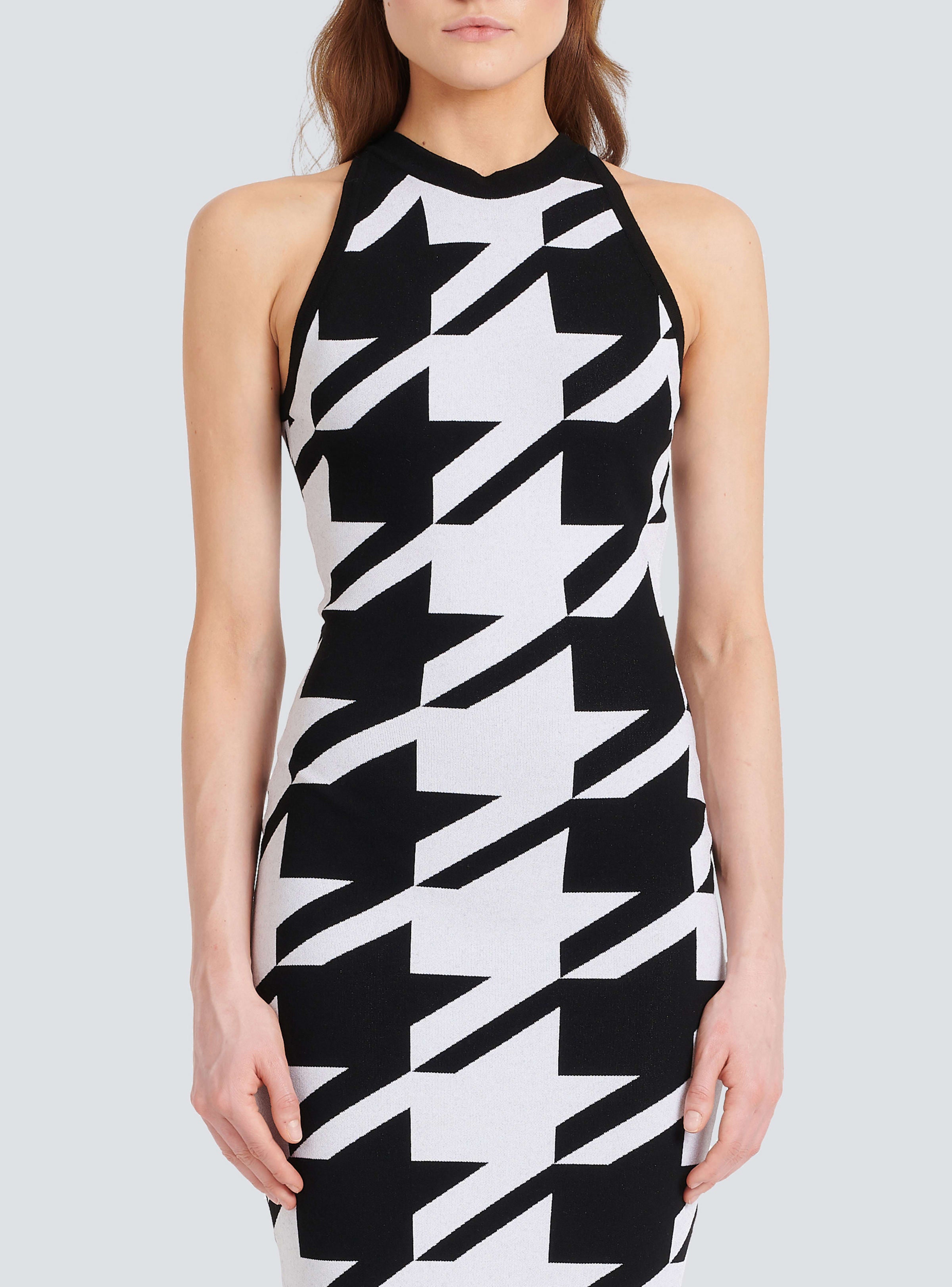 BALMAIN WOMEN'S SLEEVELESS HOUNDSTOOTH KNIT MIDI DRESS NWT