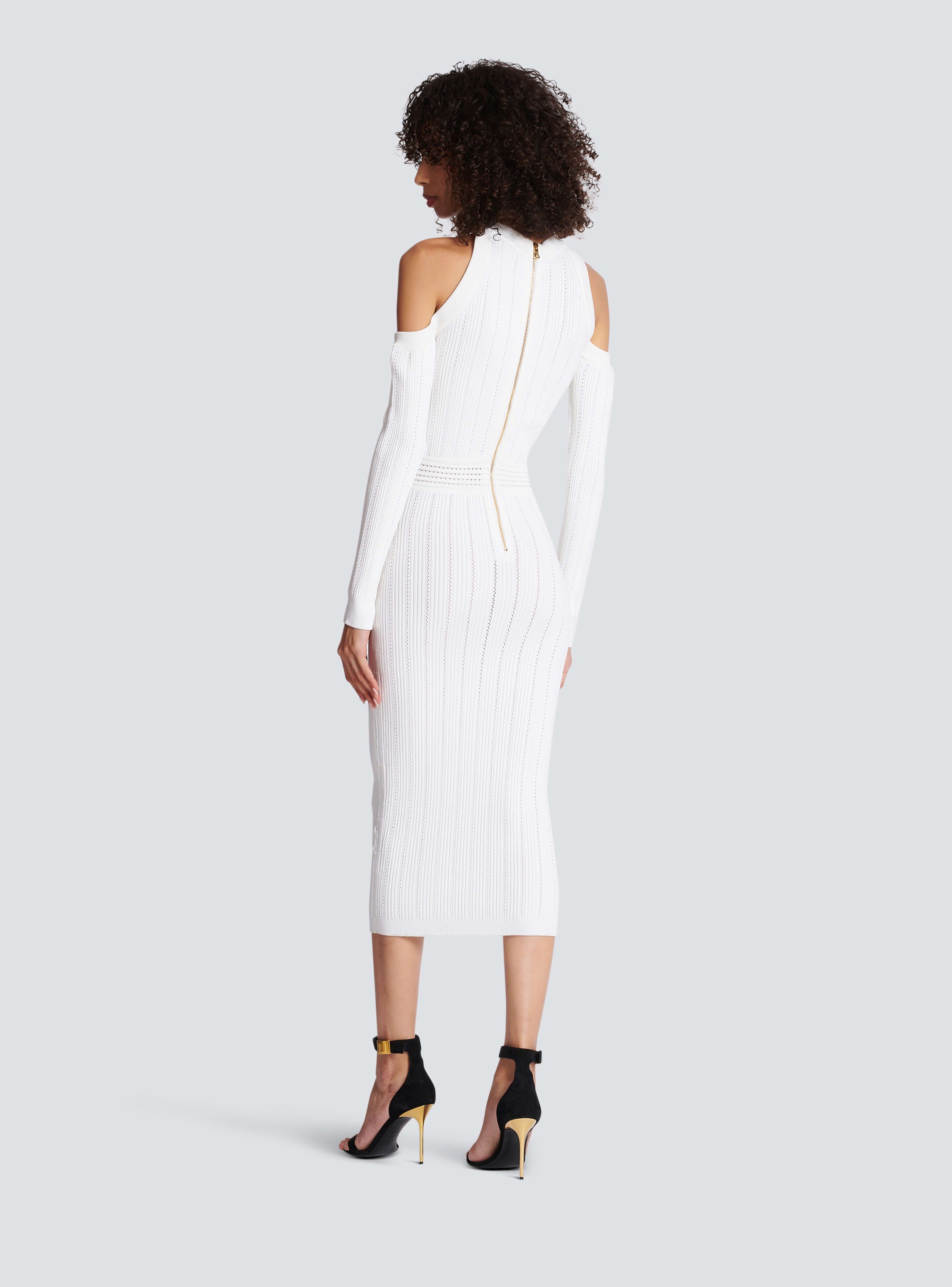 BALMAIN WOMEN'S LS OFF SHOULDER KNIT MIDI DRESS NWT