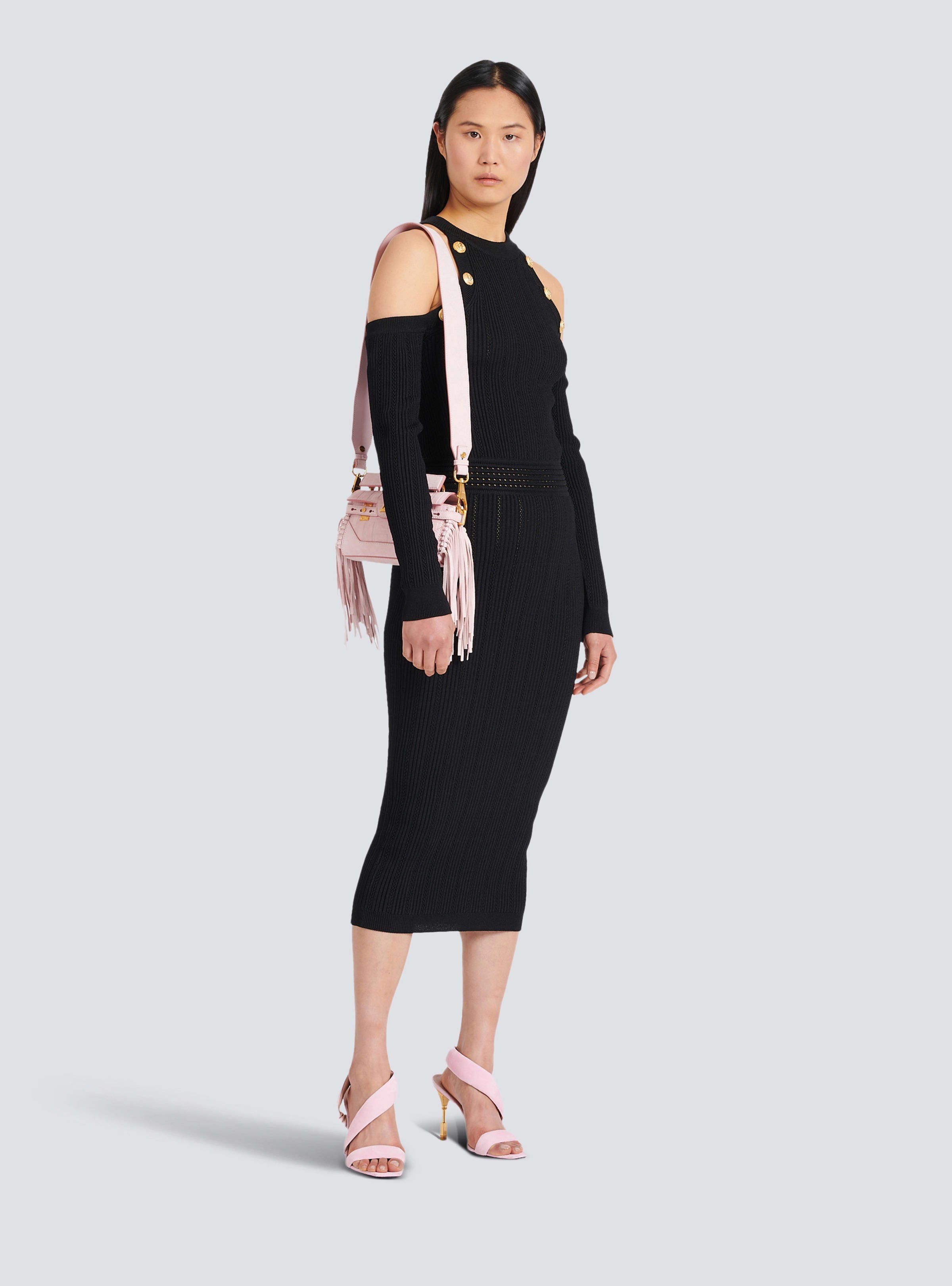 BALMAIN WOMEN'S LS OFF SHOULDER KNIT MIDI DRESS NWT