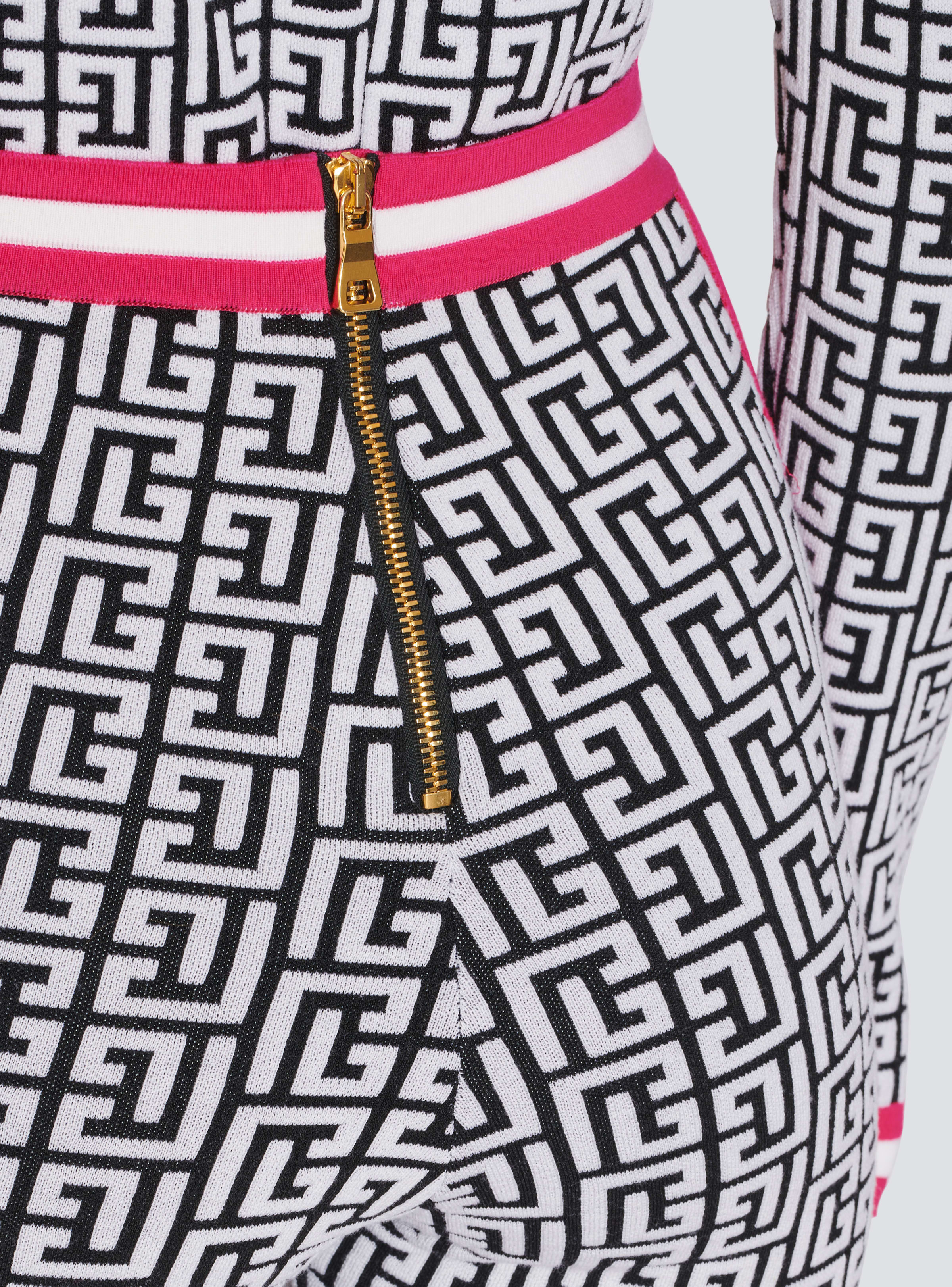 BALMAIN WOMEN'S BLACK AND WHITE MONOGRAM KNIT LEGGINGS