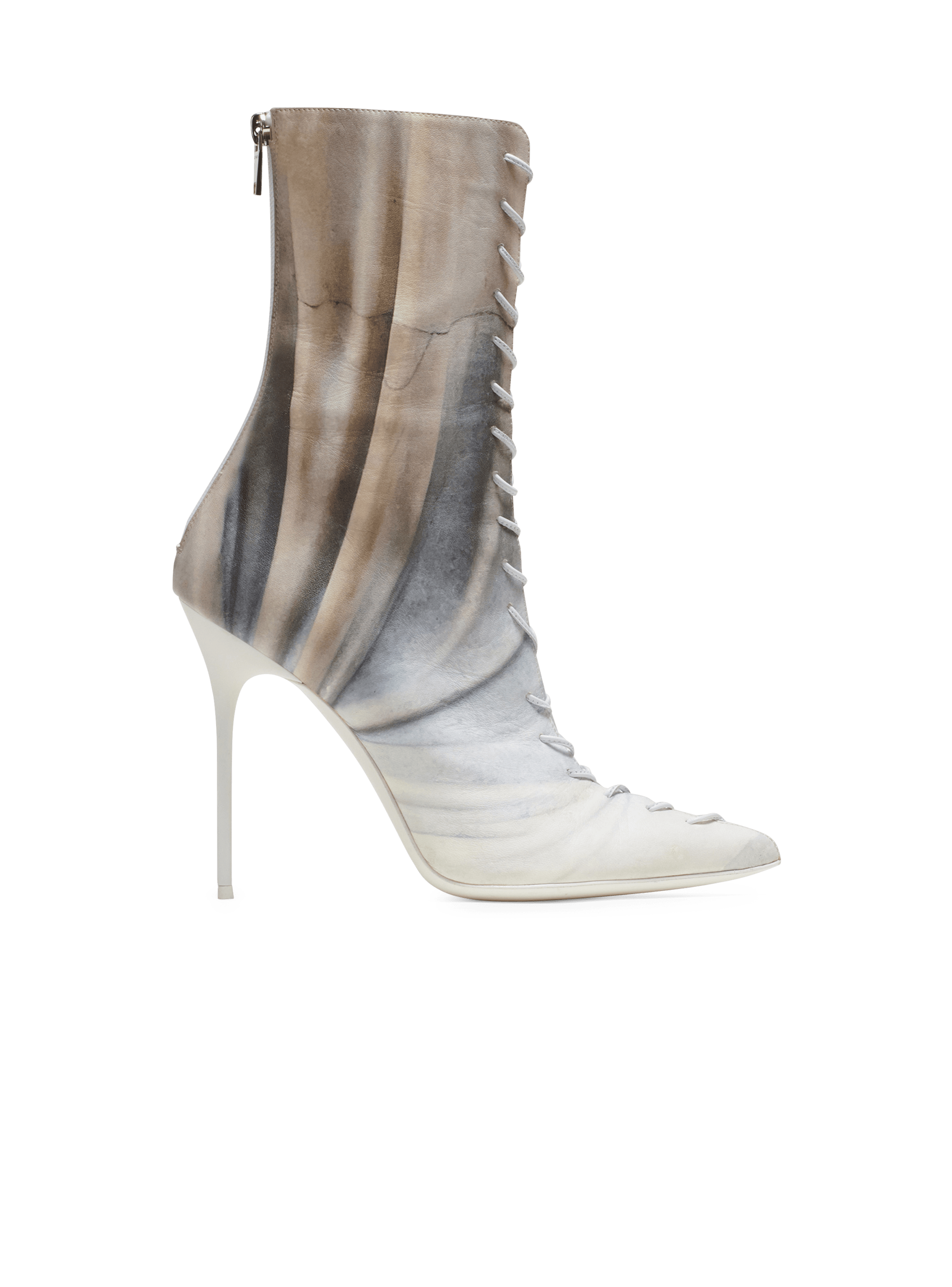 BALMAIN WOMEN'S ANKLE BOOT URIA-CALFSKIN SCULPTURE PRINT NWT