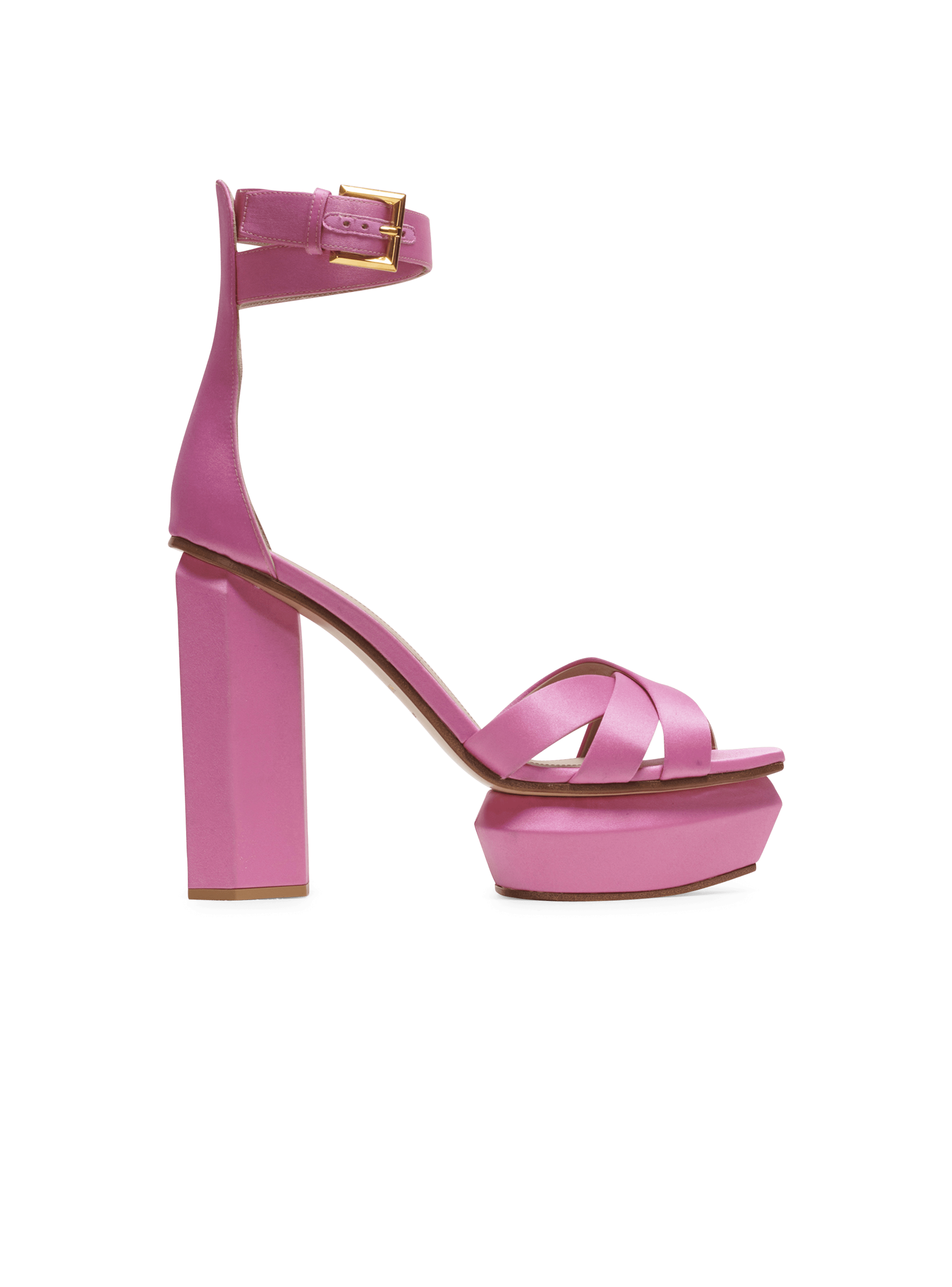BALMAIN WOMEN'S OLD PINK SATIN PLATFORM SANDAL