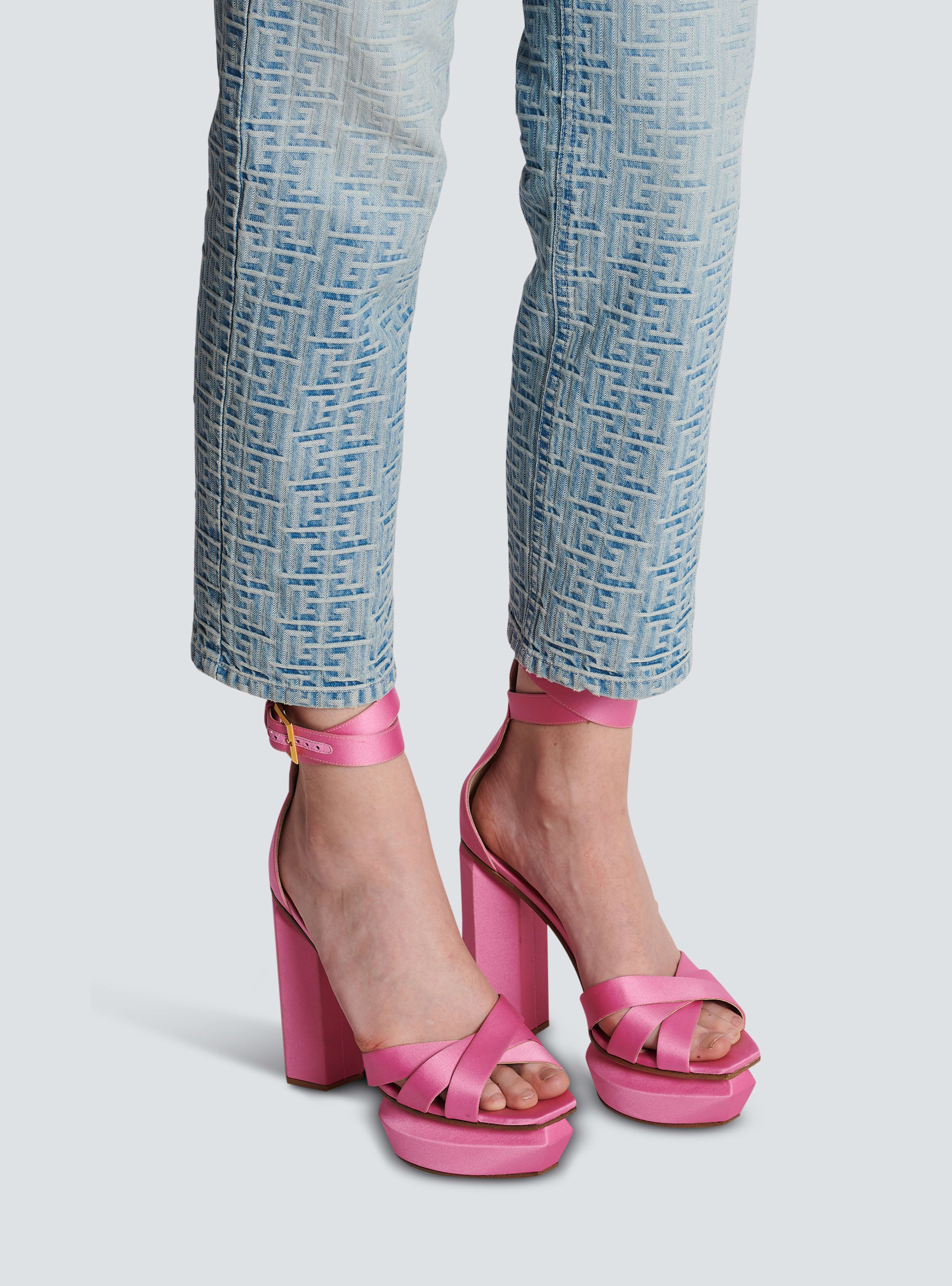 BALMAIN WOMEN'S OLD PINK SATIN PLATFORM SANDAL