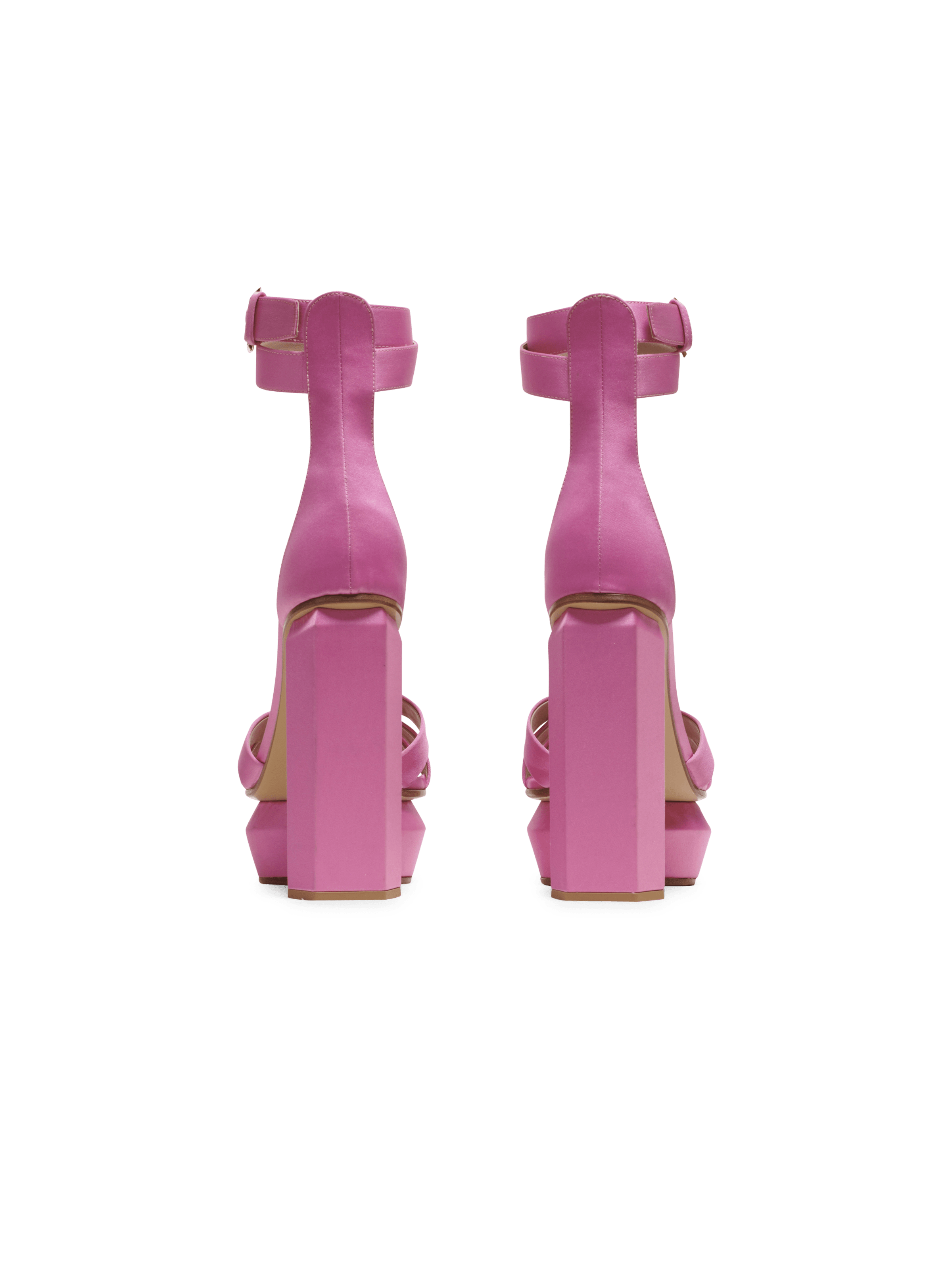 BALMAIN WOMEN'S OLD PINK SATIN PLATFORM SANDAL