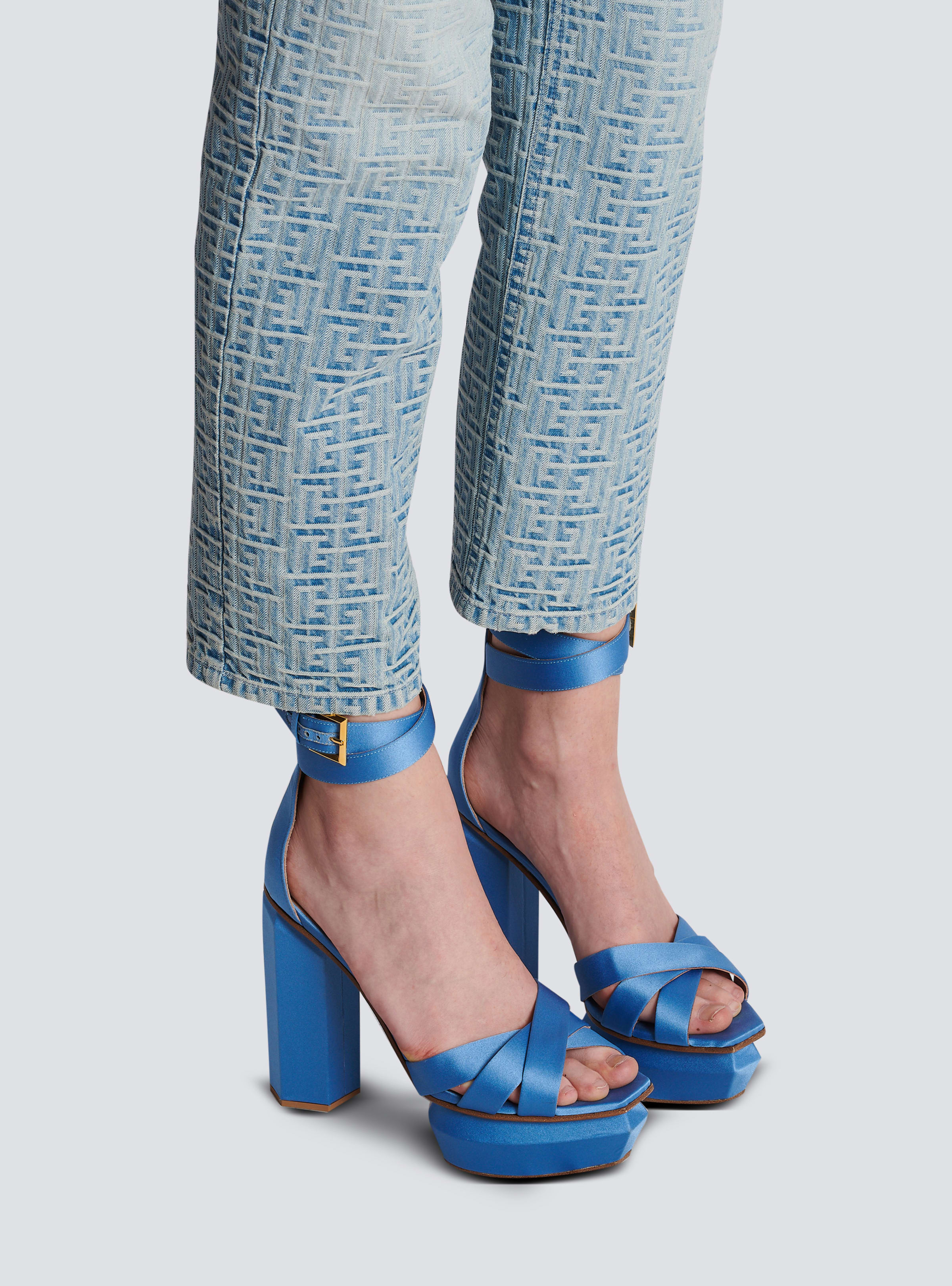 BALMAIN WOMEN'S PLATFORM SANDAL AVA-SATIN NWT