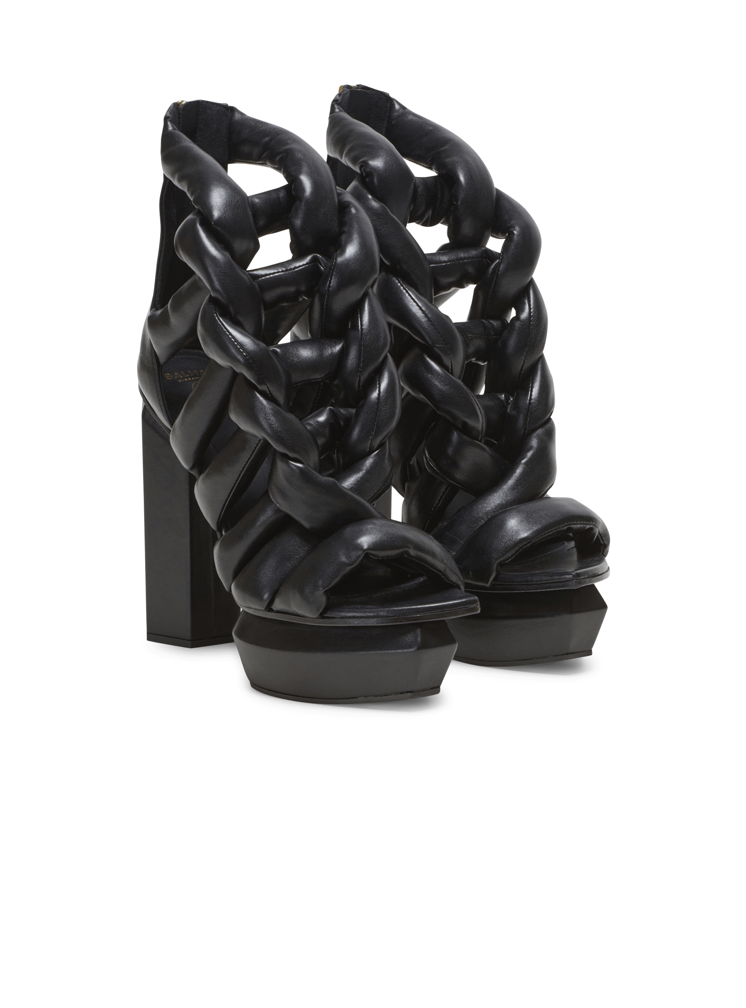 BALMAIN WOMEN'S BLACK BRAIDED PLATFORM SANDAL