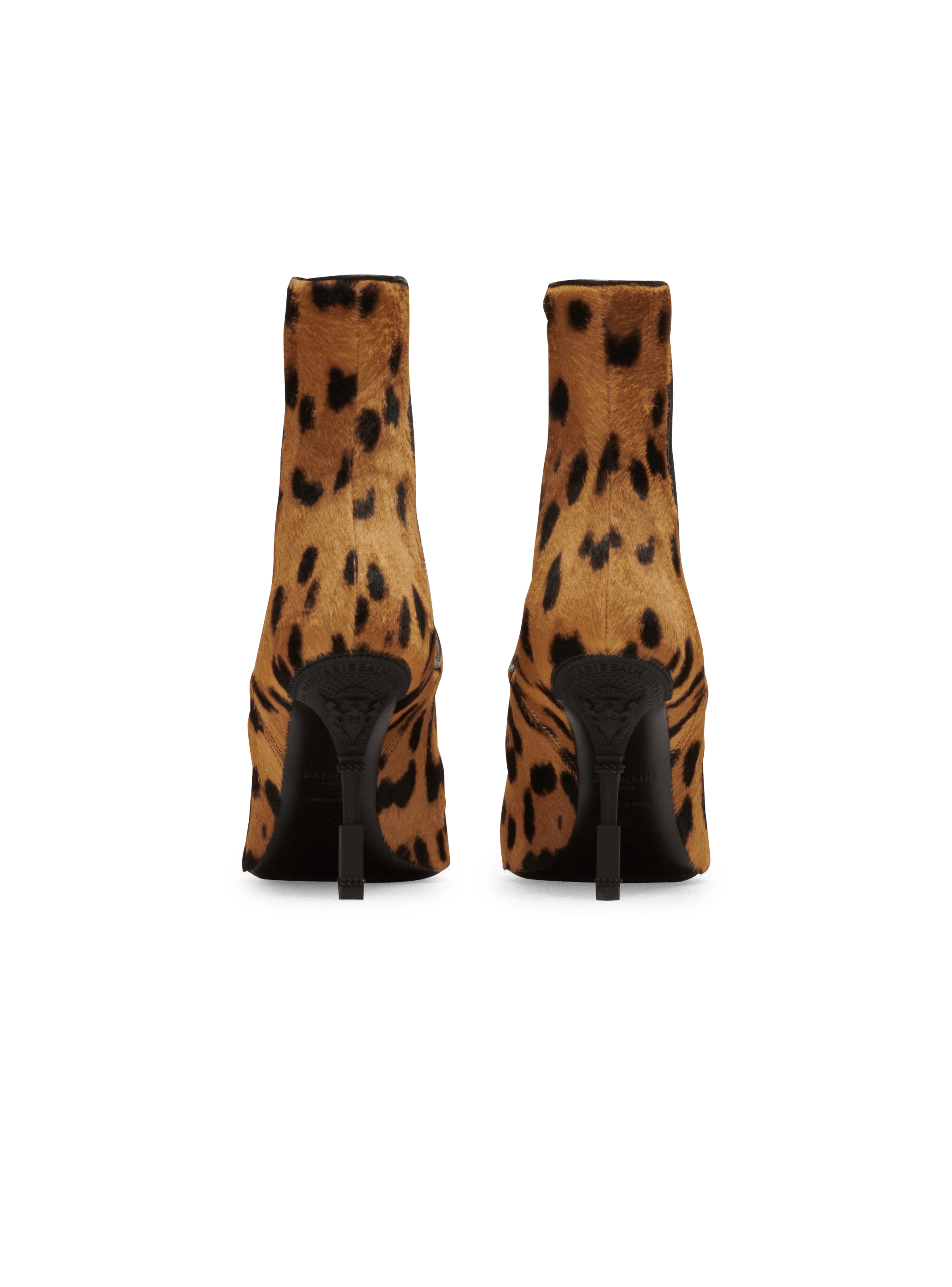 BALMAIN WOMEN'S ANKLE BOOT MONETA-LEOPARD PONY CALF NWT