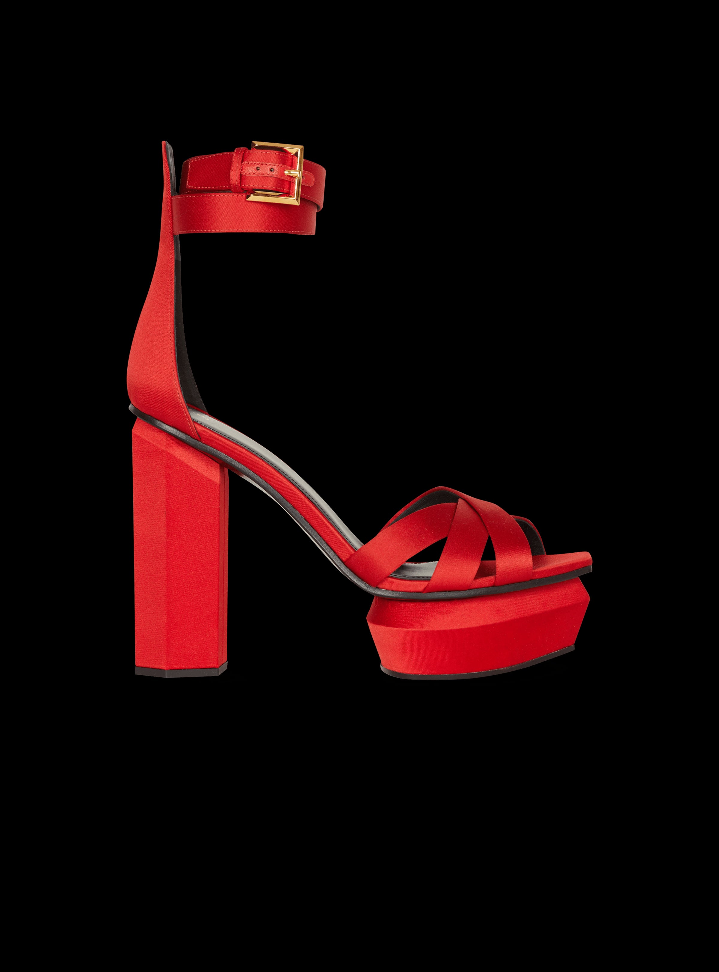 BALMAIN WOMEN'S PLATFORM SANDAL AVA-SATIN NWT