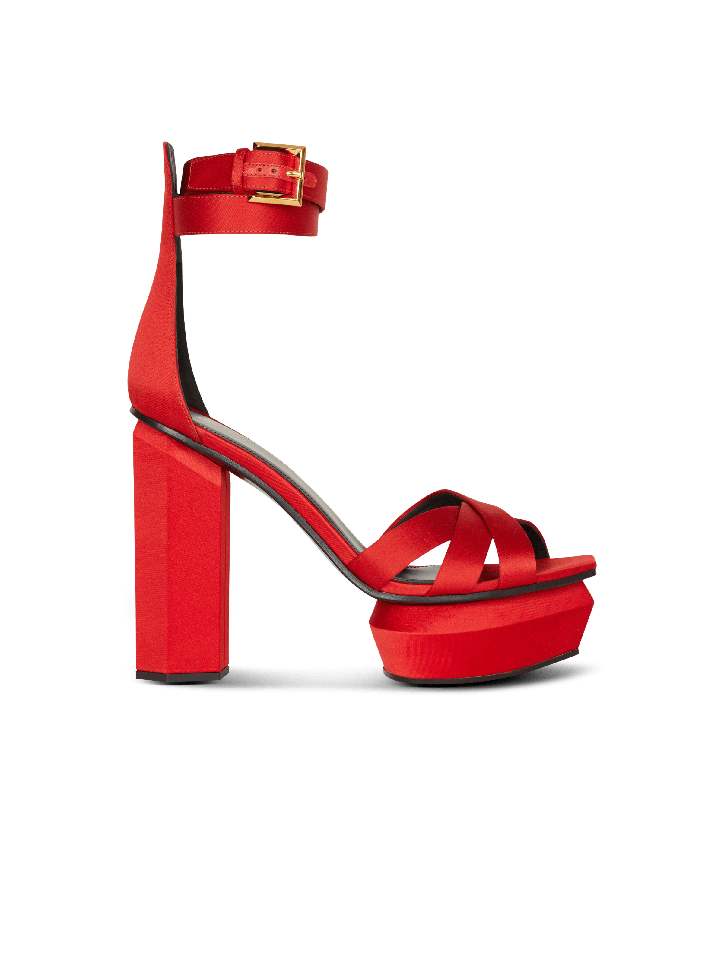 BALMAIN WOMEN'S PLATFORM SANDAL AVA-SATIN NWT