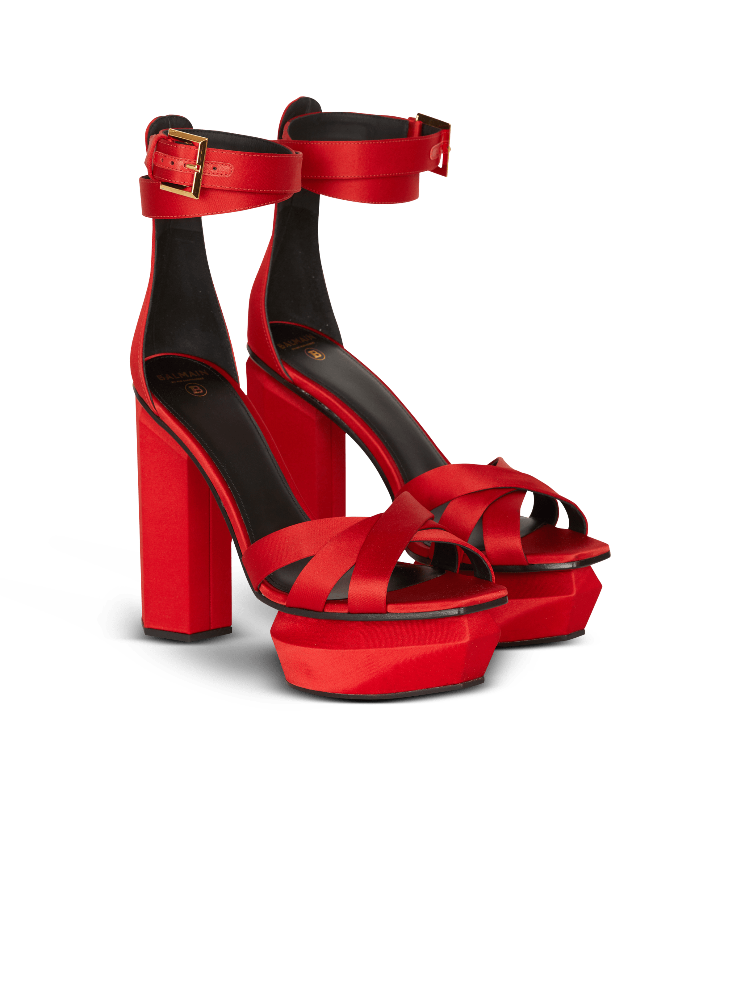 BALMAIN WOMEN'S PLATFORM SANDAL AVA-SATIN NWT
