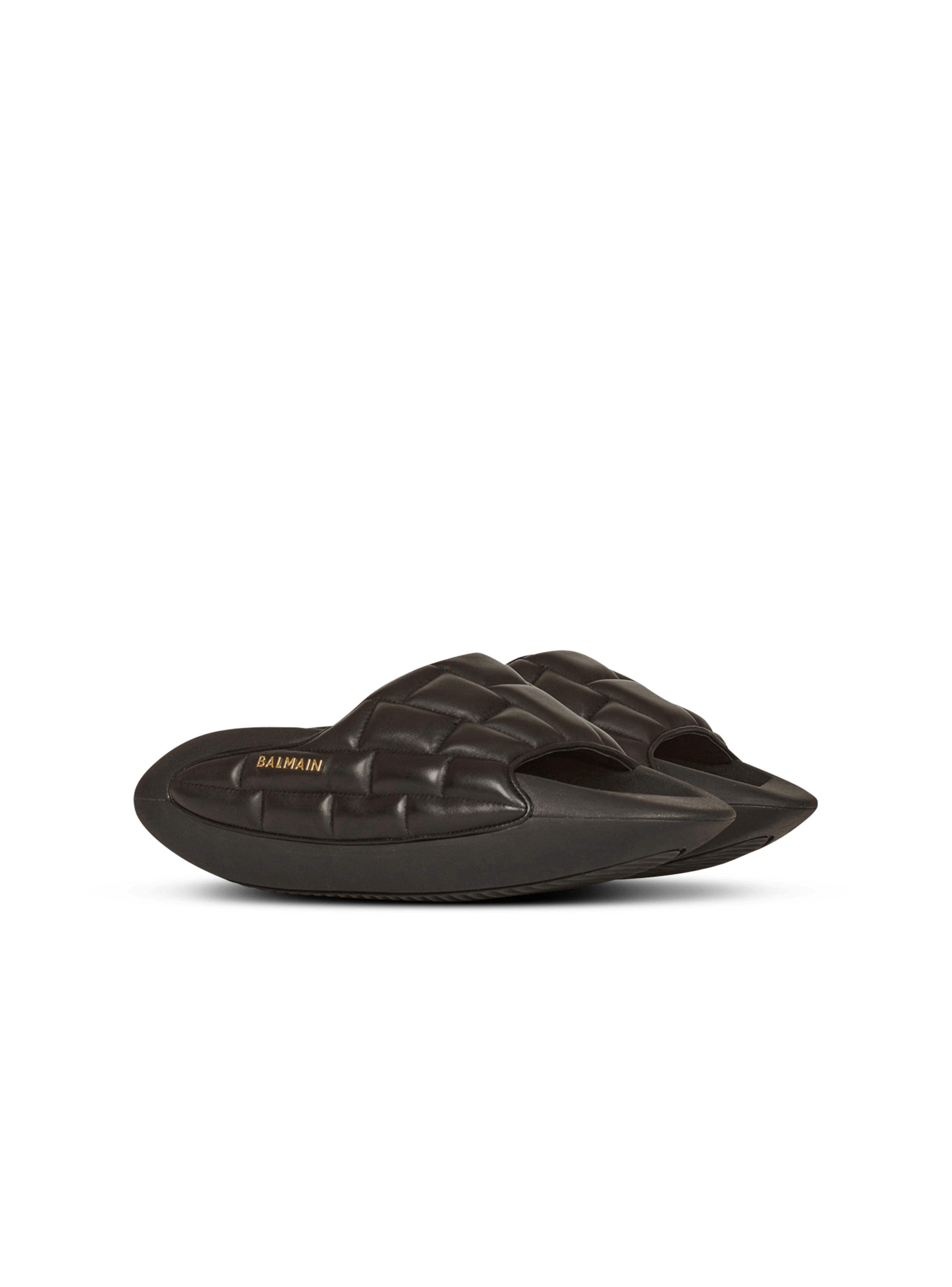 BALMAIN WOMEN'S BLACK QUILTED LEATHER SLIP-ON SNEAKER