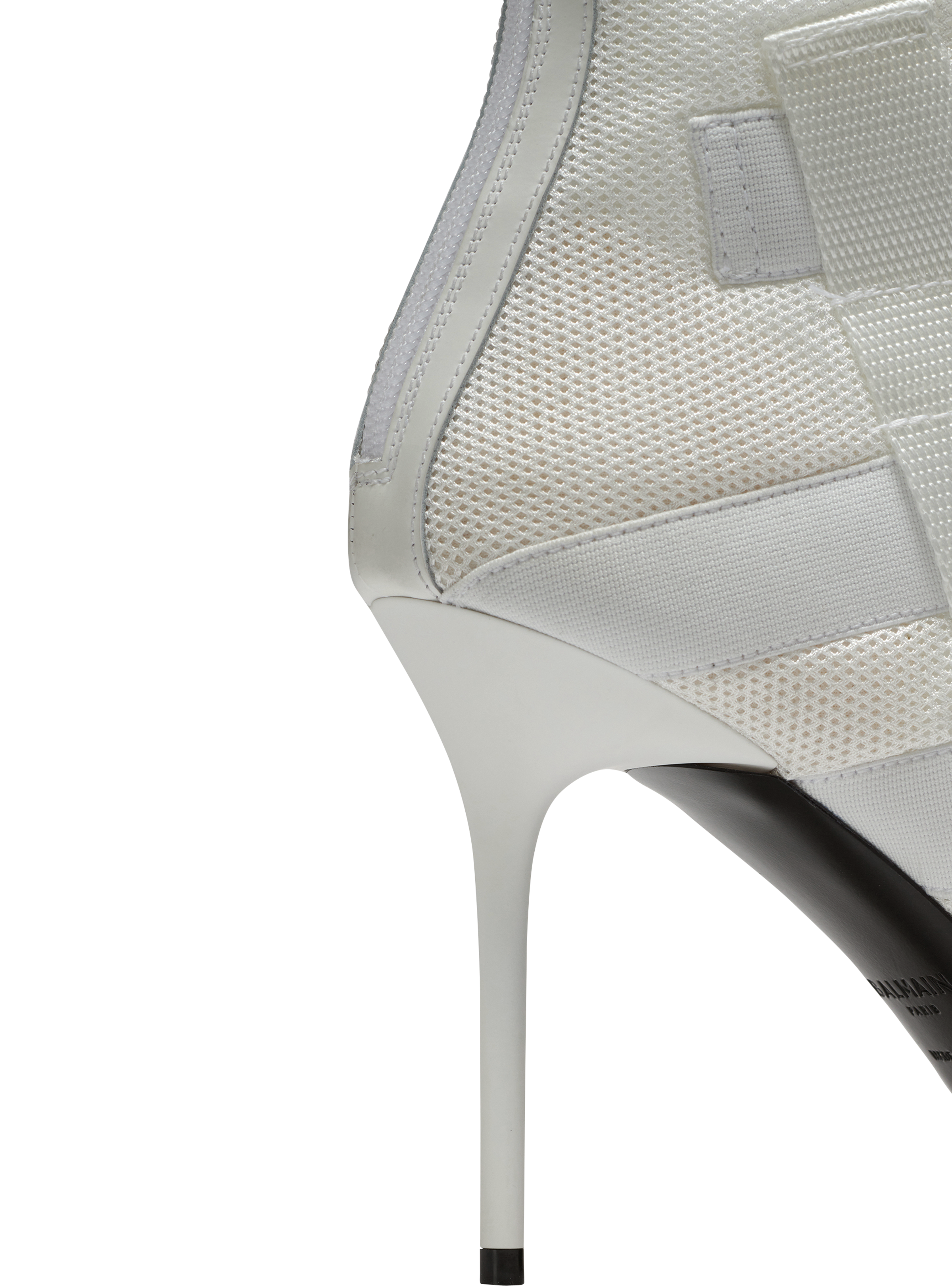 BALMAIN WOMEN'S WHITE MESH VELCRO HIGH-HEEL SANDAL