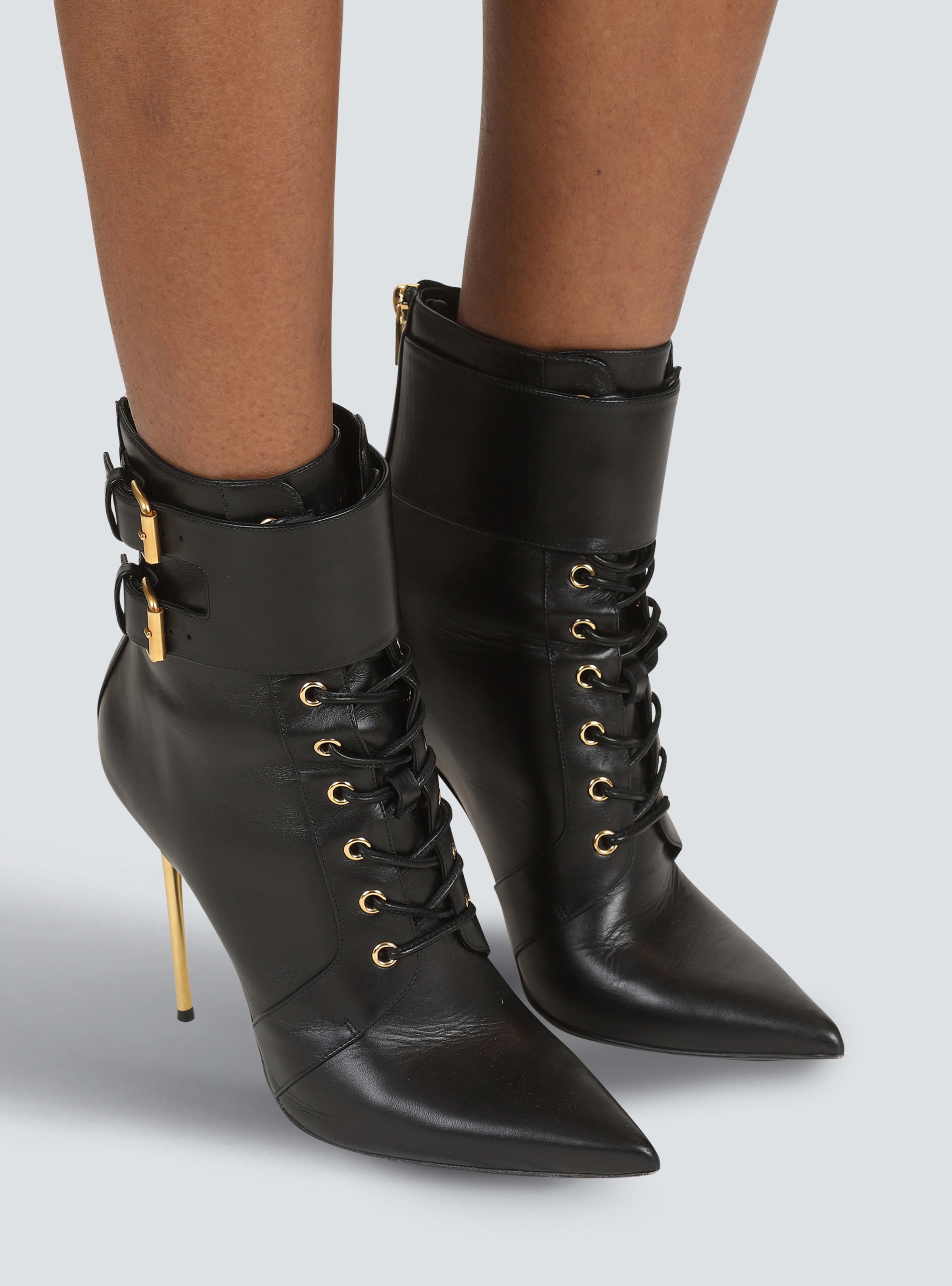 BALMAIN WOMEN'S ANKLE BOOT URIA-CALFSKIN NWT