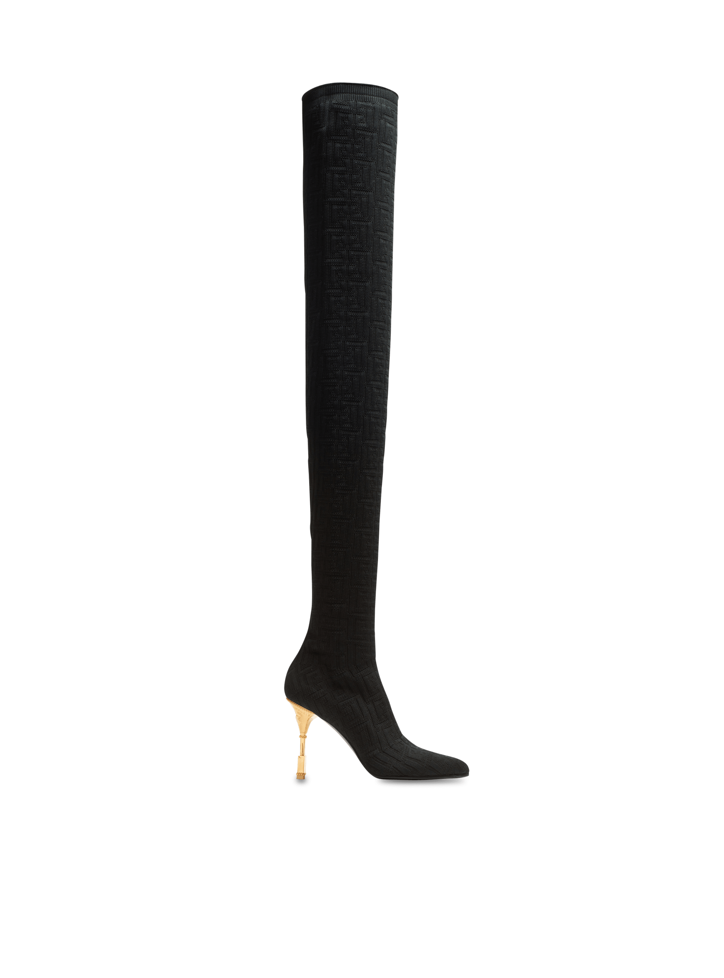 BALMAIN WOMEN'S OTK BOOT MONETA-MONOGRAM KNIT NWT