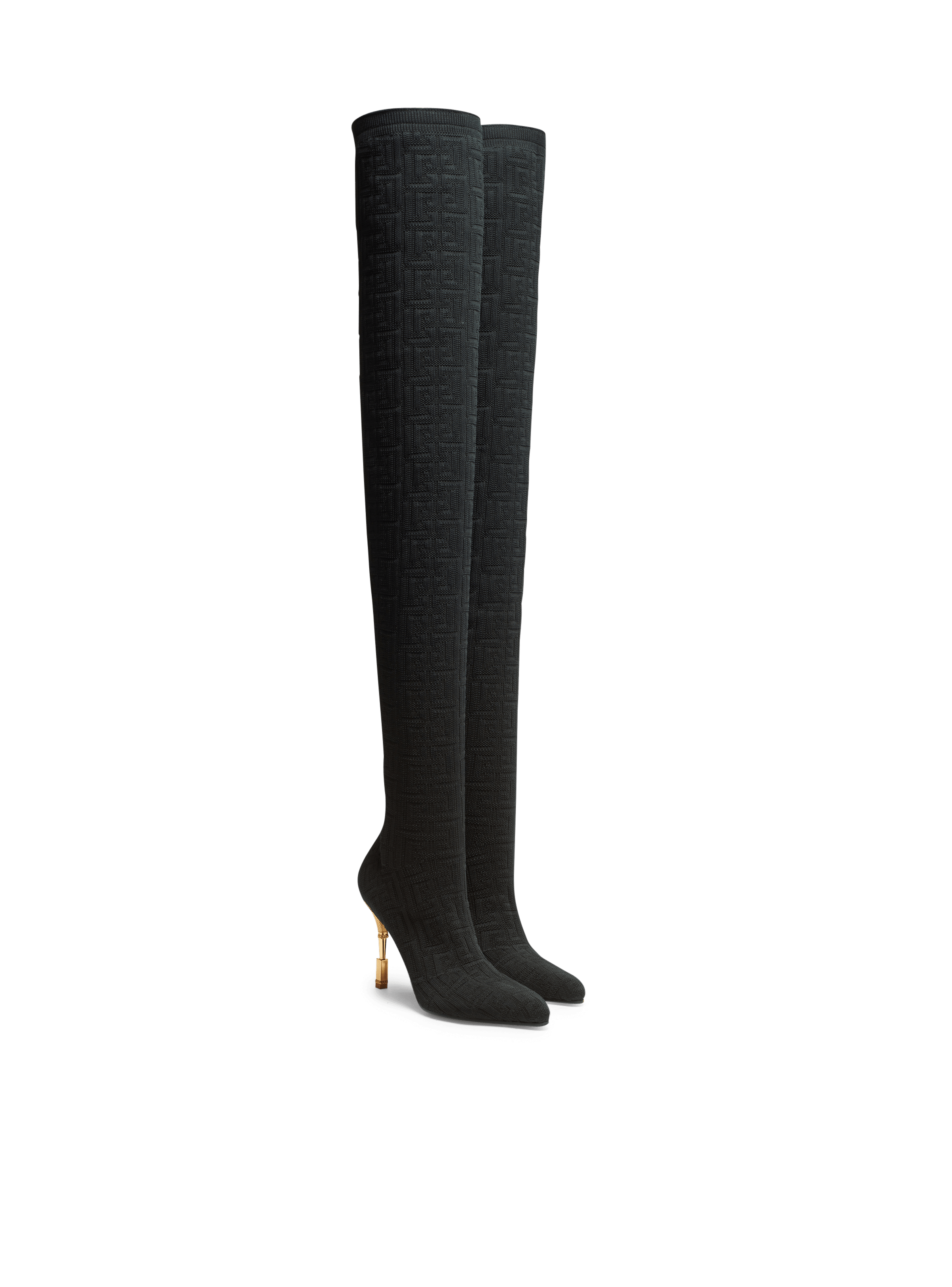BALMAIN WOMEN'S OTK BOOT MONETA-MONOGRAM KNIT NWT