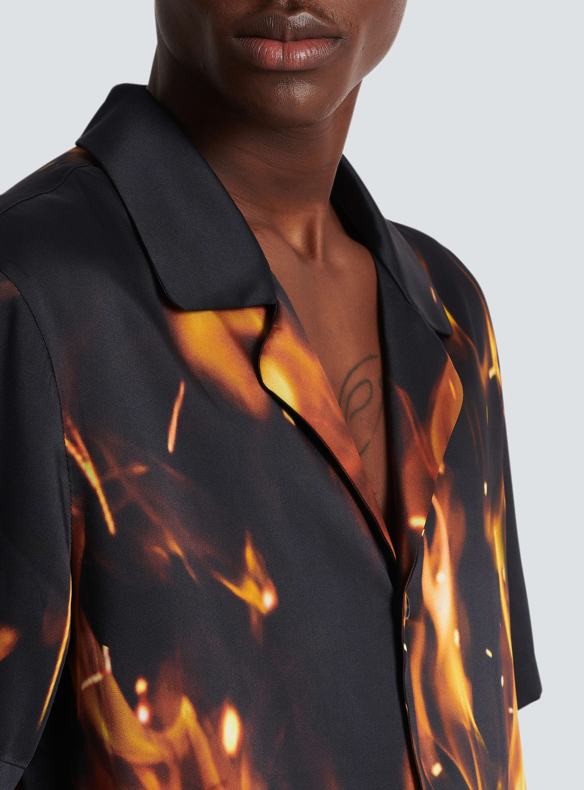 BALMAIN MEN'S FIRE PRINTED SS PYJAMA SHIRT NWT