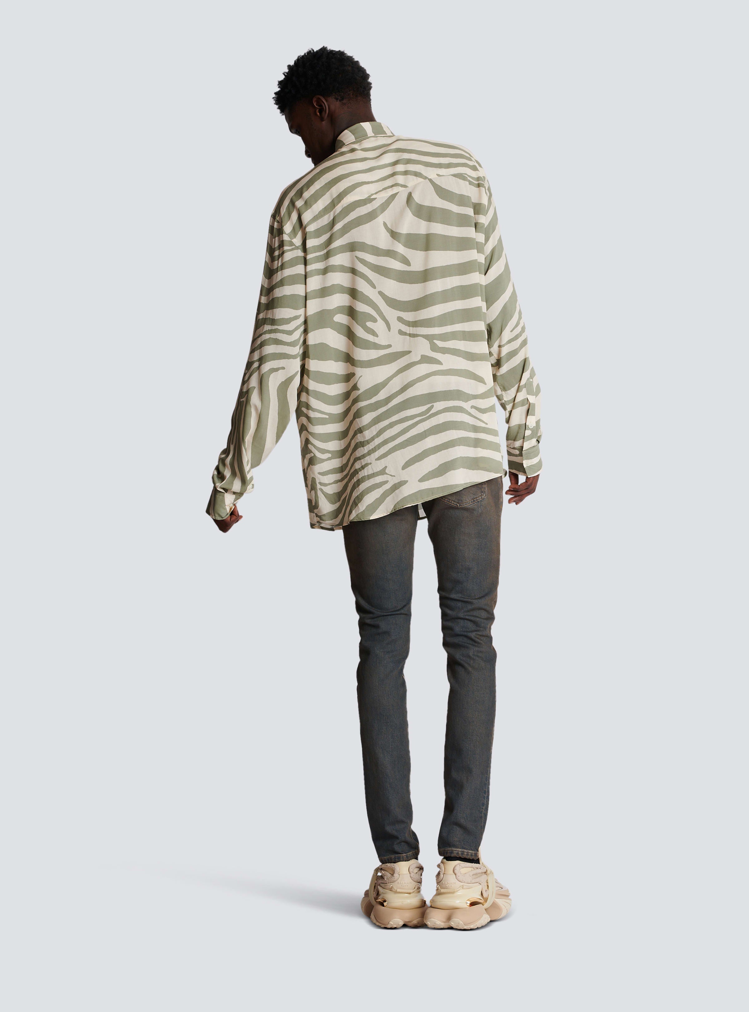 BALMAIN MEN'S AO ZEBRA PRINT FRONT POCKETS SHIRT NWT