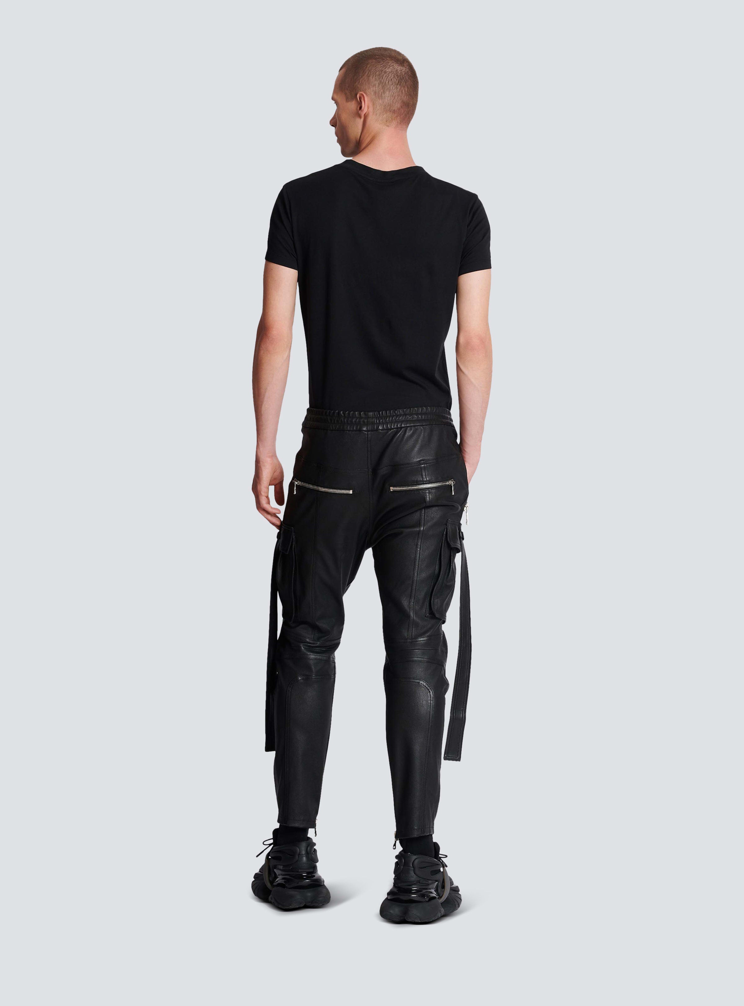 BALMAIN MEN'S STRAP DETAIL LEATHER RIDER PANTS NWT