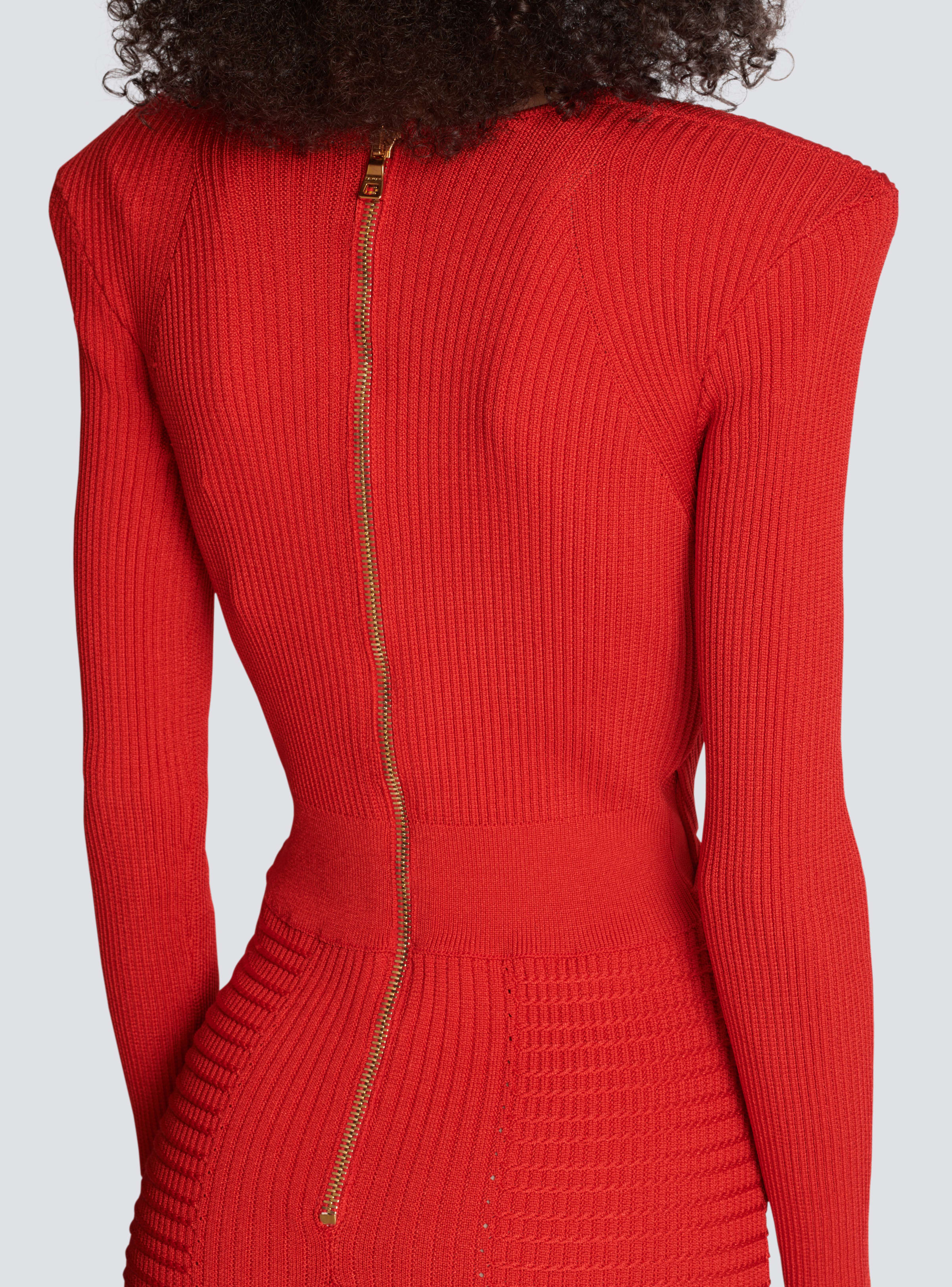 BALMAIN WOMEN'S LS V NECK WAISTED KNIT LONG DRESS NWT
