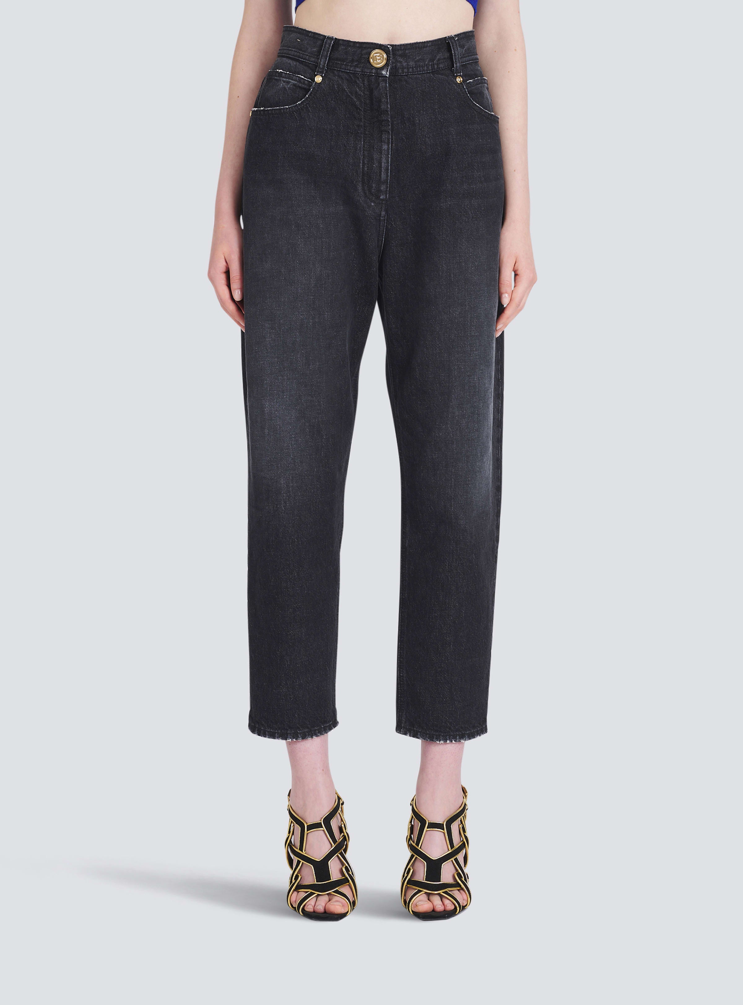 BALMAIN WOMEN'S LOW-RISE BOYFRIEND JEANS W/ MONOGRAM NWT