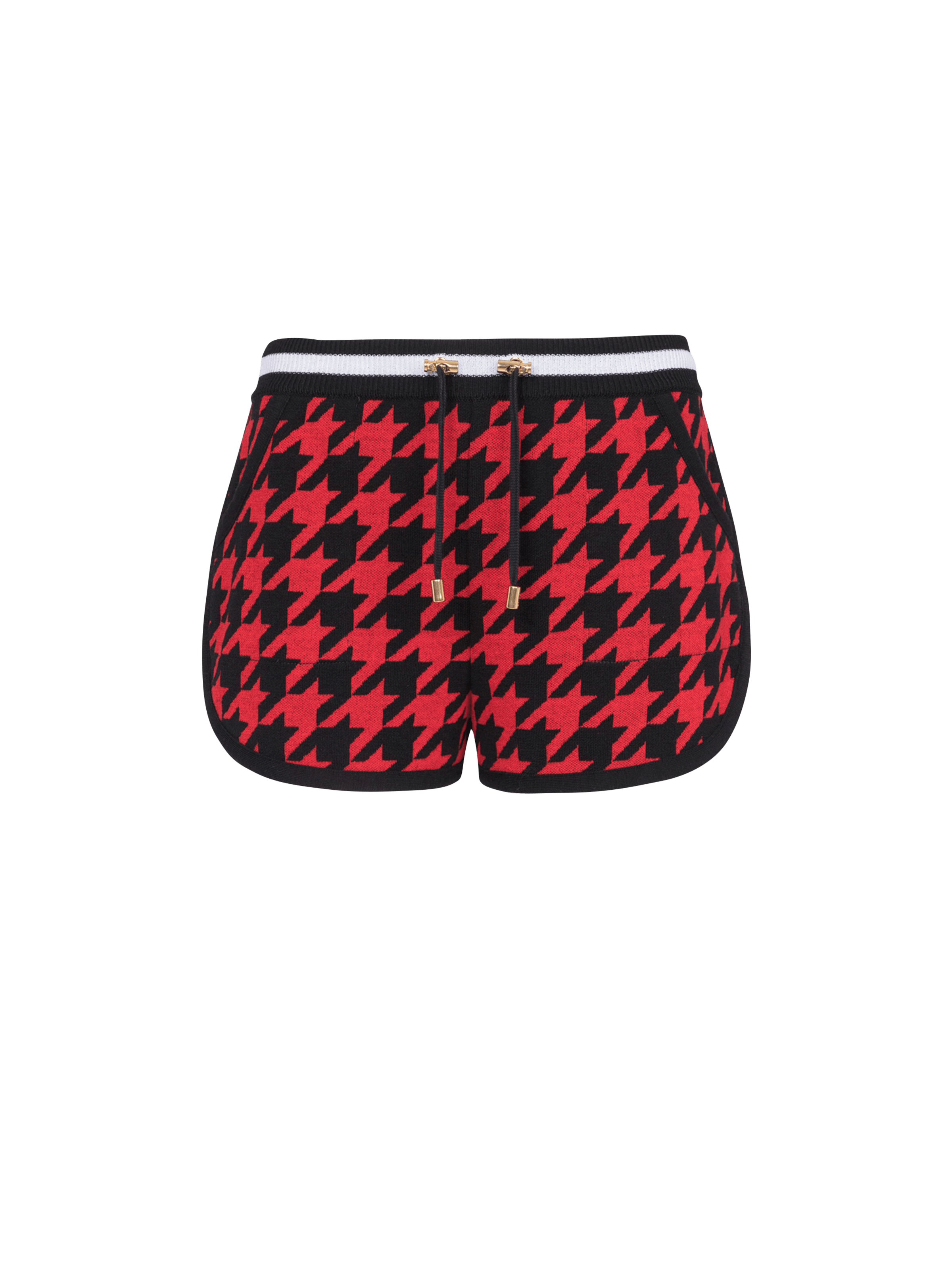 BALMAIN WOMEN'S HOUNDSTOOTH JACQUARD KNIT SHORTS NWT