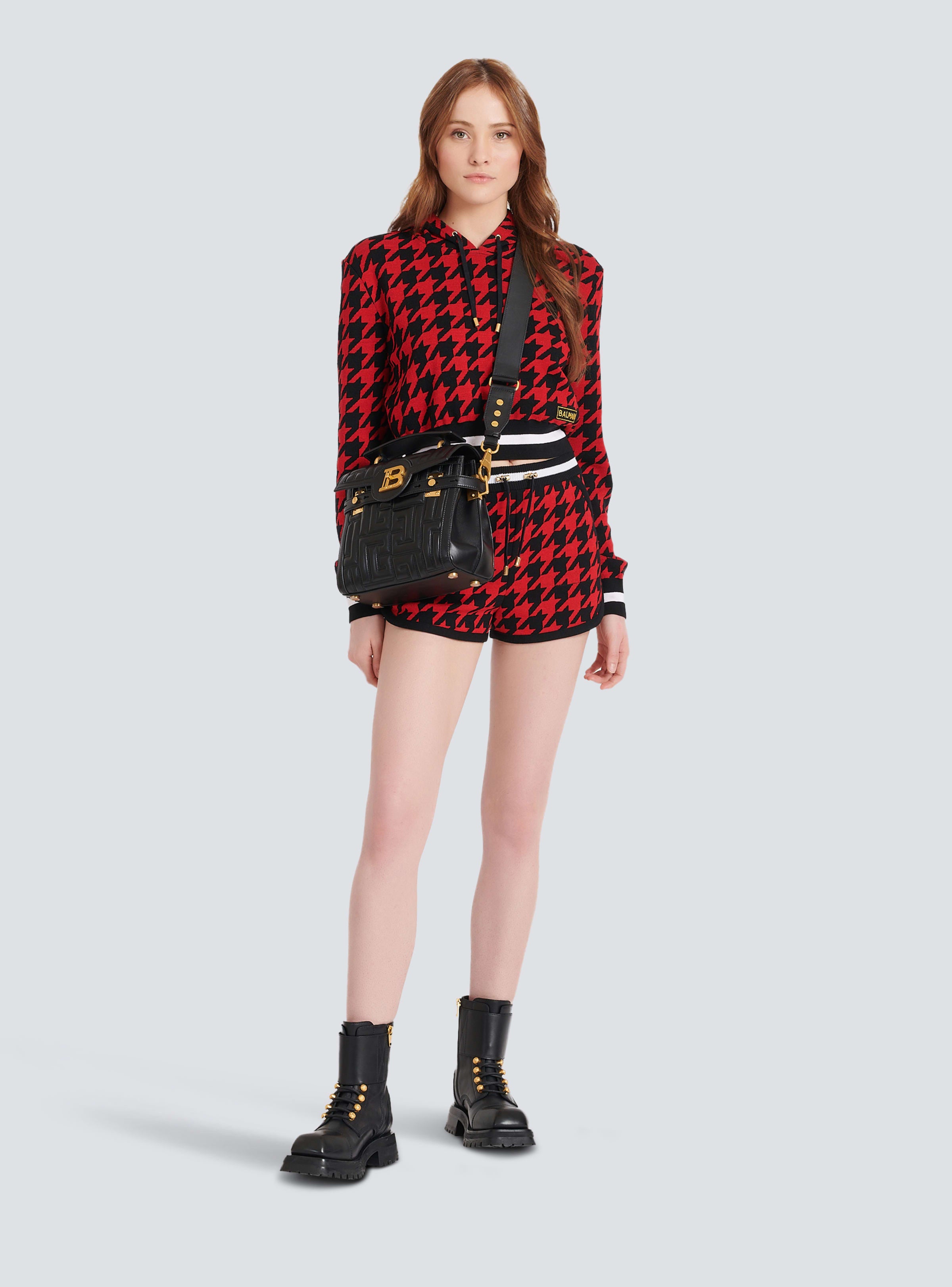 BALMAIN WOMEN'S HOUNDSTOOTH JACQUARD KNIT SHORTS NWT