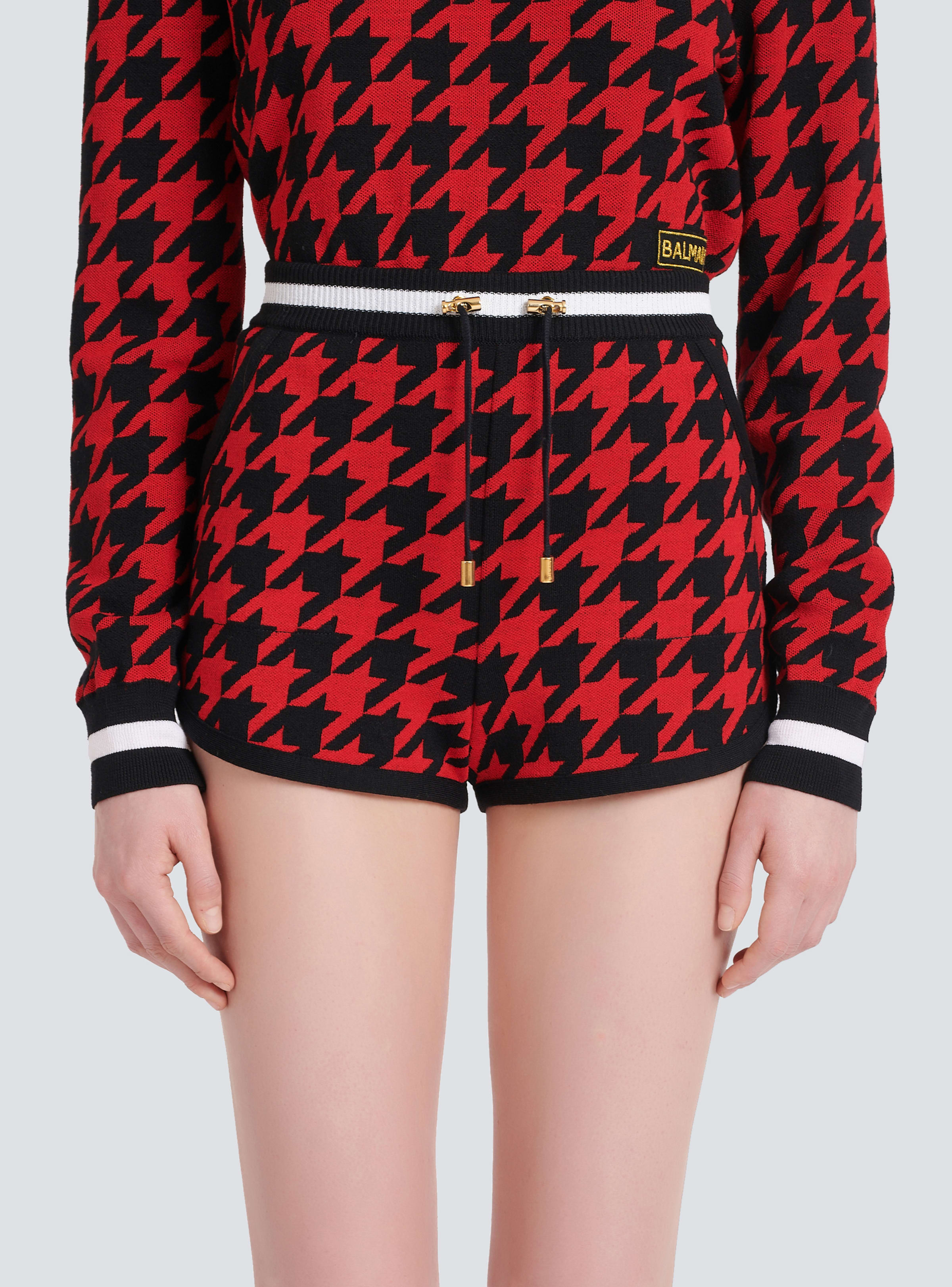 BALMAIN WOMEN'S HOUNDSTOOTH JACQUARD KNIT SHORTS NWT