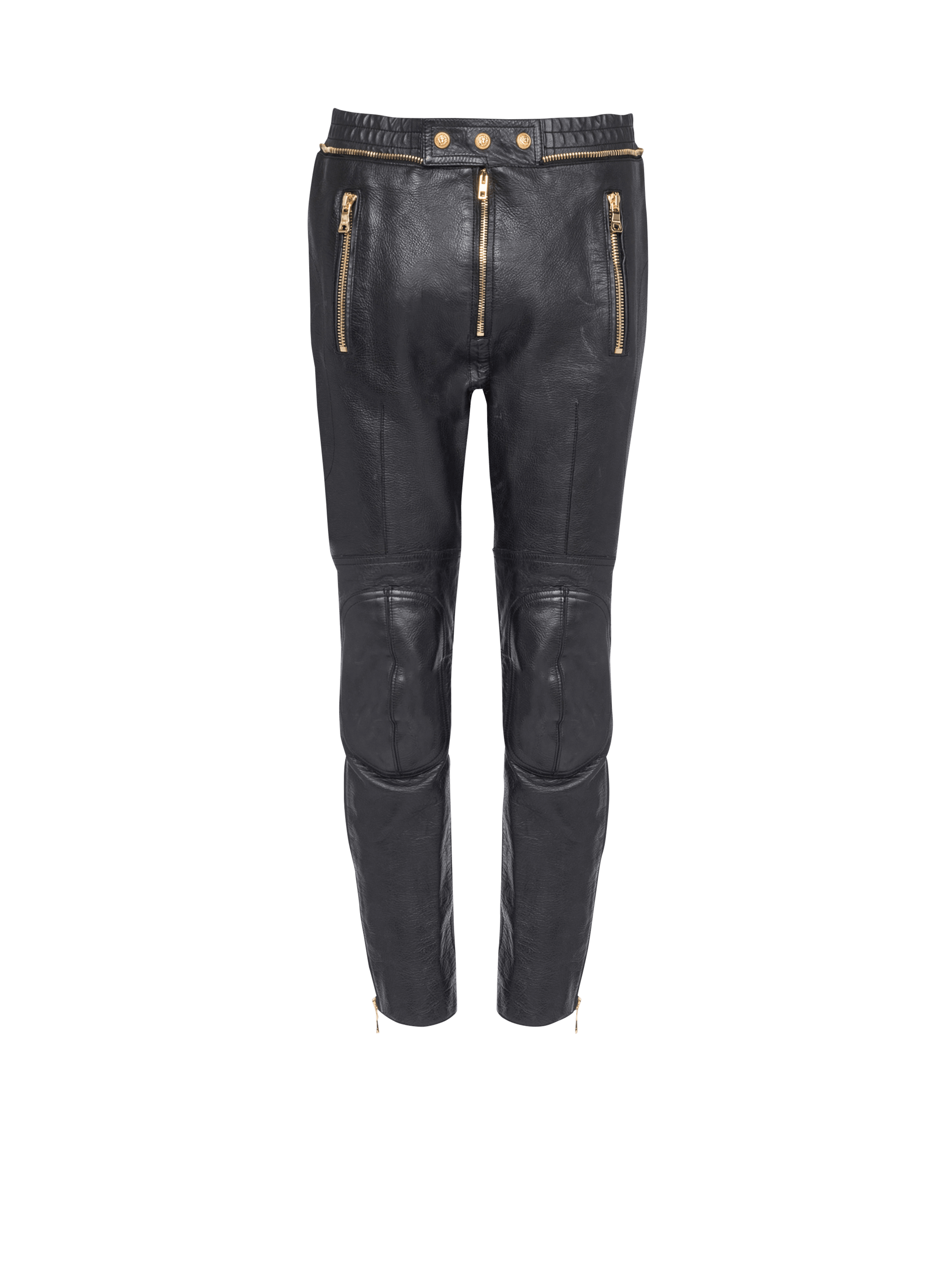 BALMAIN WOMEN'S MULTI ZIPS CUT LEATHER PANTS NWT