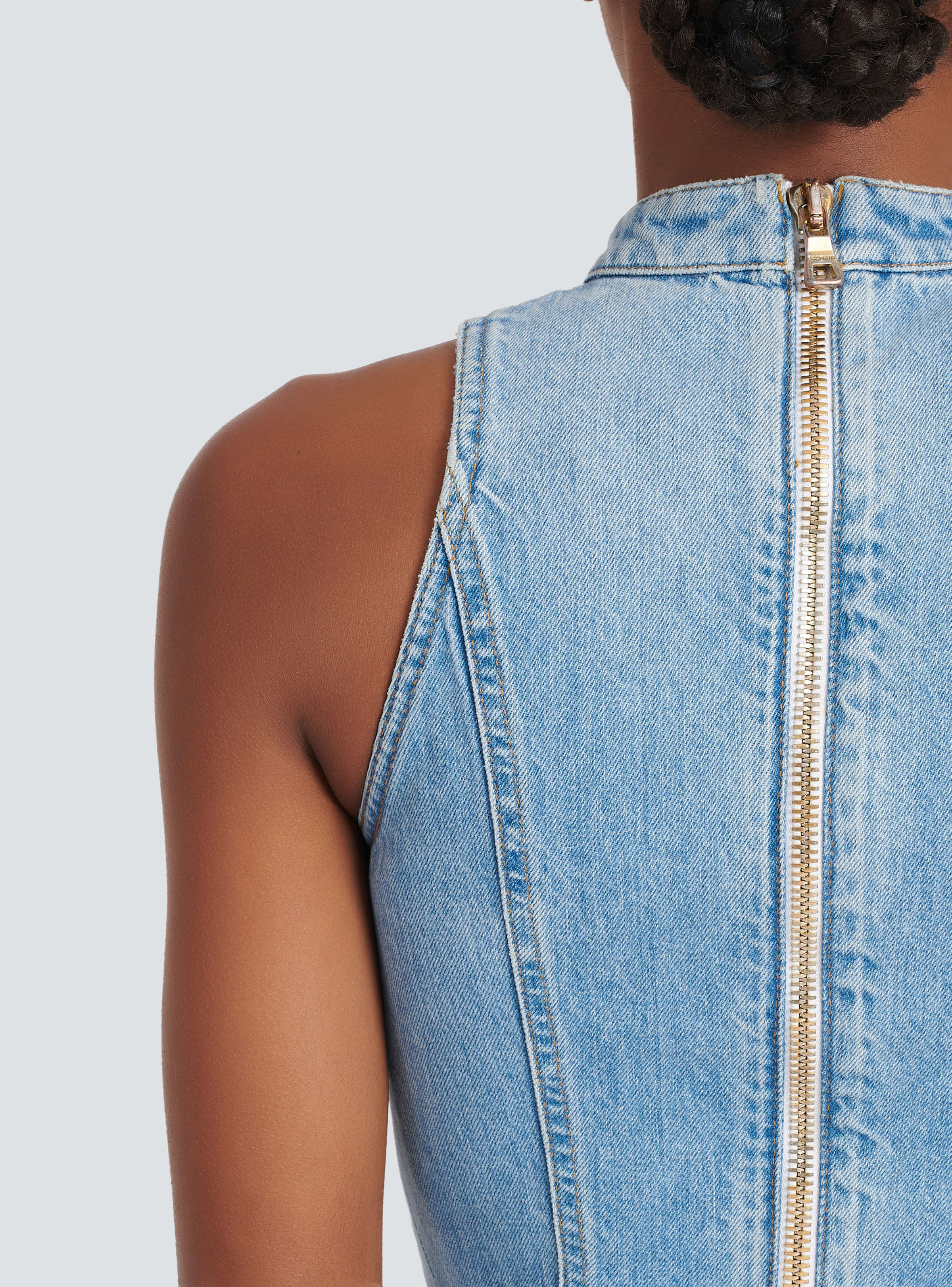 BALMAIN WOMEN'S LIGHT BLUE DENIM SLEEVELESS DRESS