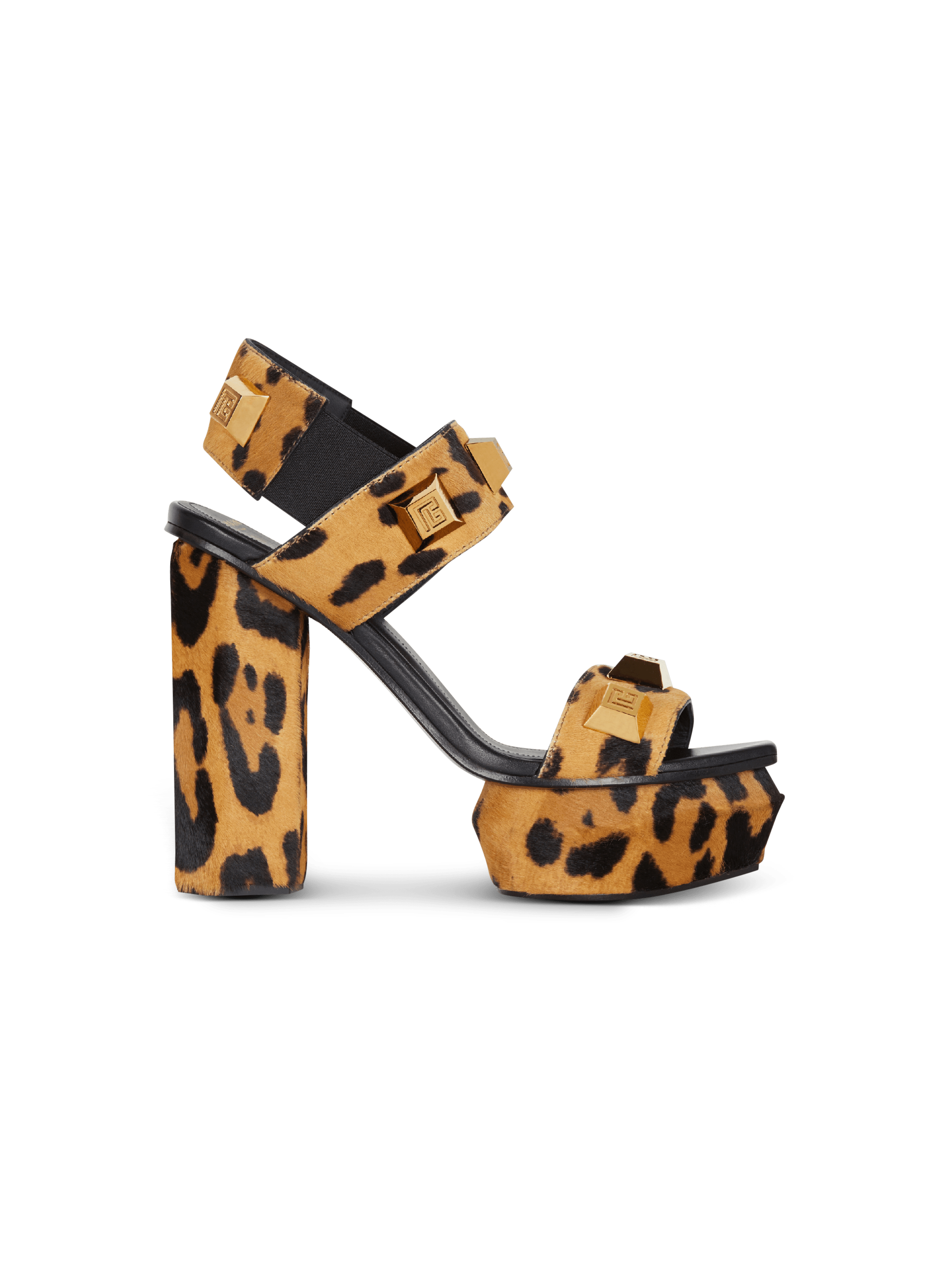 BALMAIN WOMEN'S PLATFORM SANDAL AVA-LEO PONY CALF&STUDS NWT