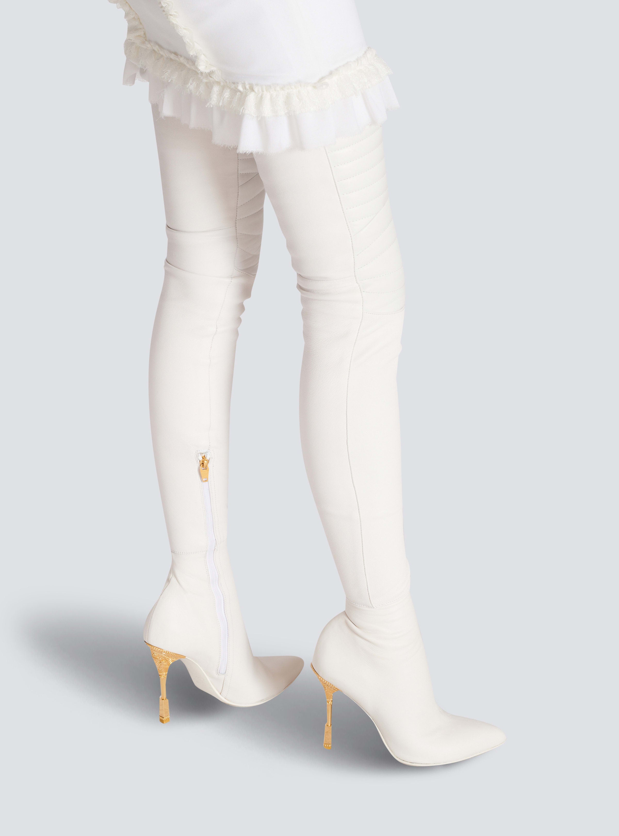 BALMAIN WOMEN'S OTK BOOT MONETA-BIKER LAMBSKIN NWT