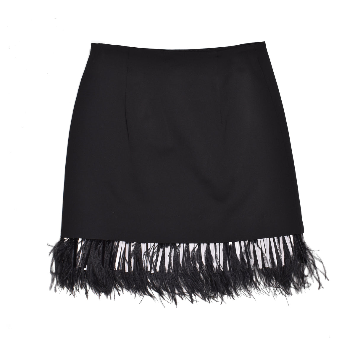 BRUNELLO CUCINELLI WOMEN'S BLACK FEATHER TRIMMED SKIRT