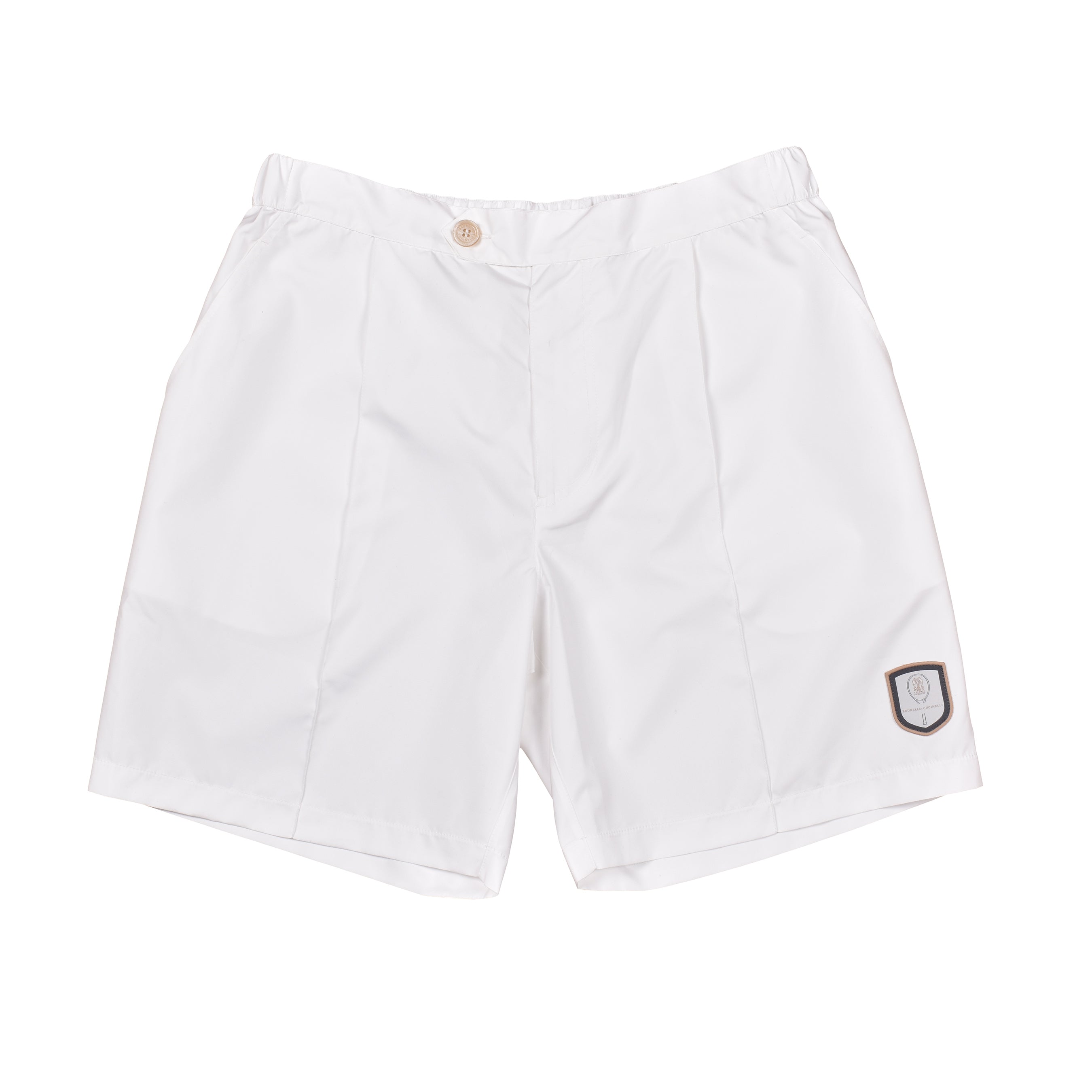 BRUNELLO CUCINELLI MEN'S WHITE TAILORED GYM SHORTS