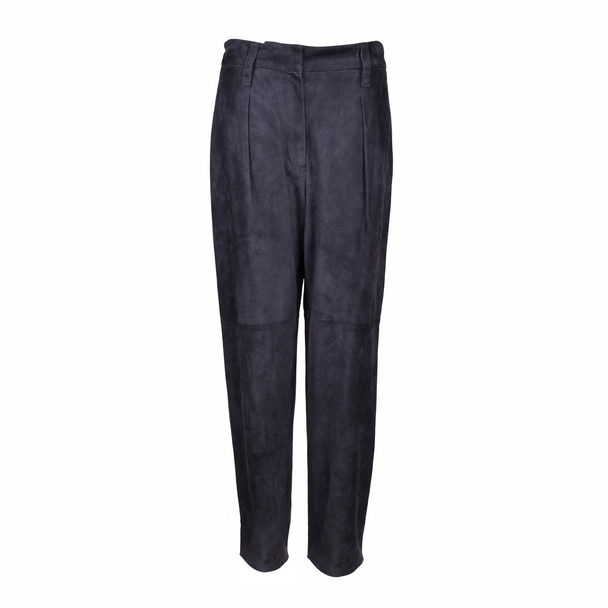 BRUNELLO CUCINELLI WOMEN'S DARK PURPLE SUEDE TROUSERS