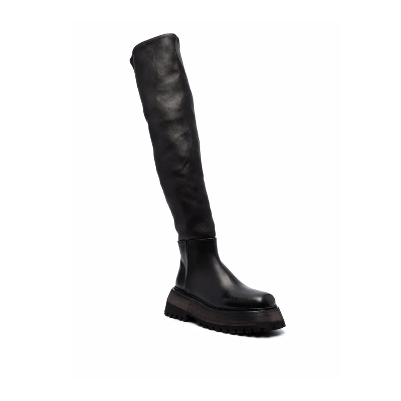 Womens | Marsèll Over-the-Knee Platform Leather Boot Black