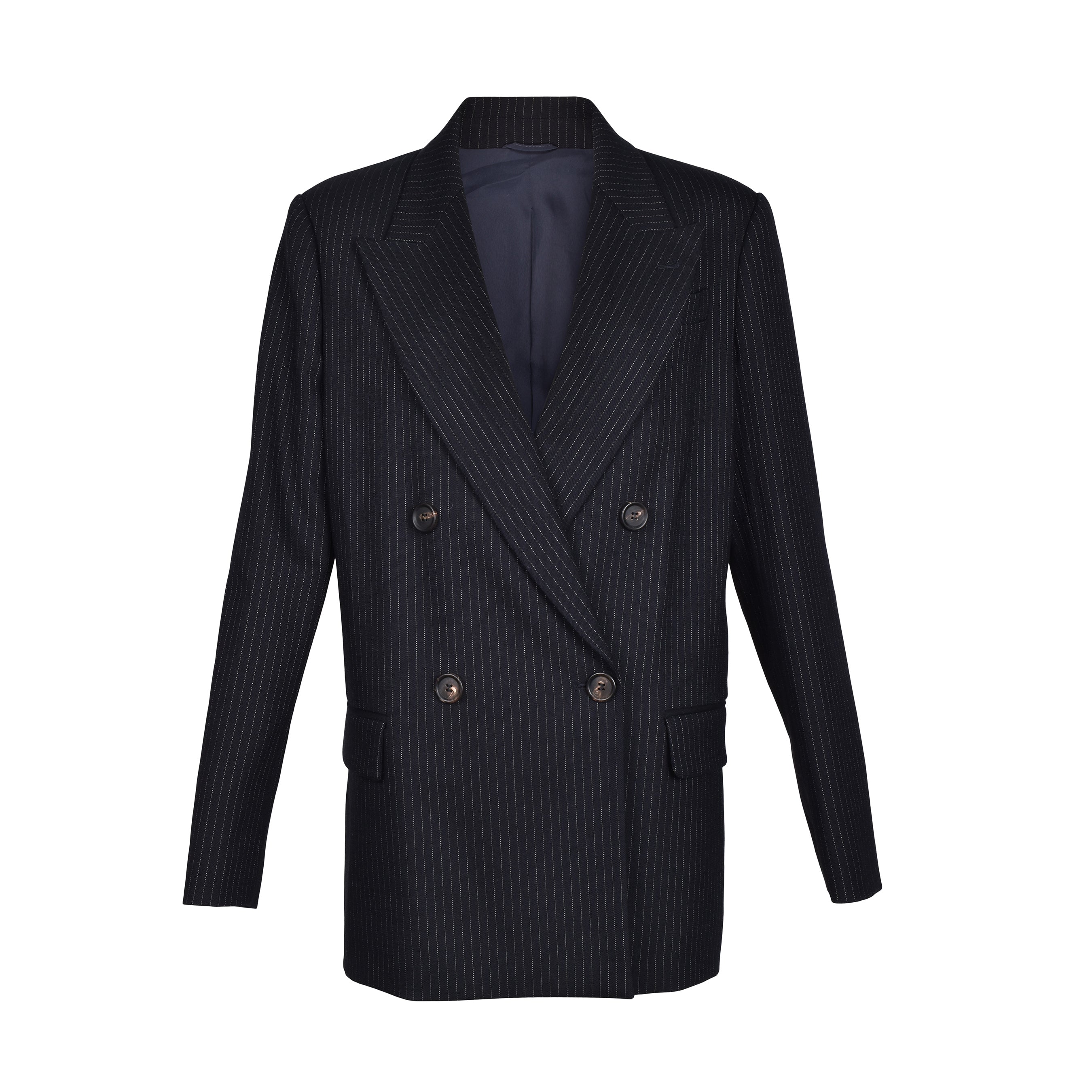 BRUNELLO CUCINELLI WOMEN'S NAVY VIRGIN WOOL BLAZER