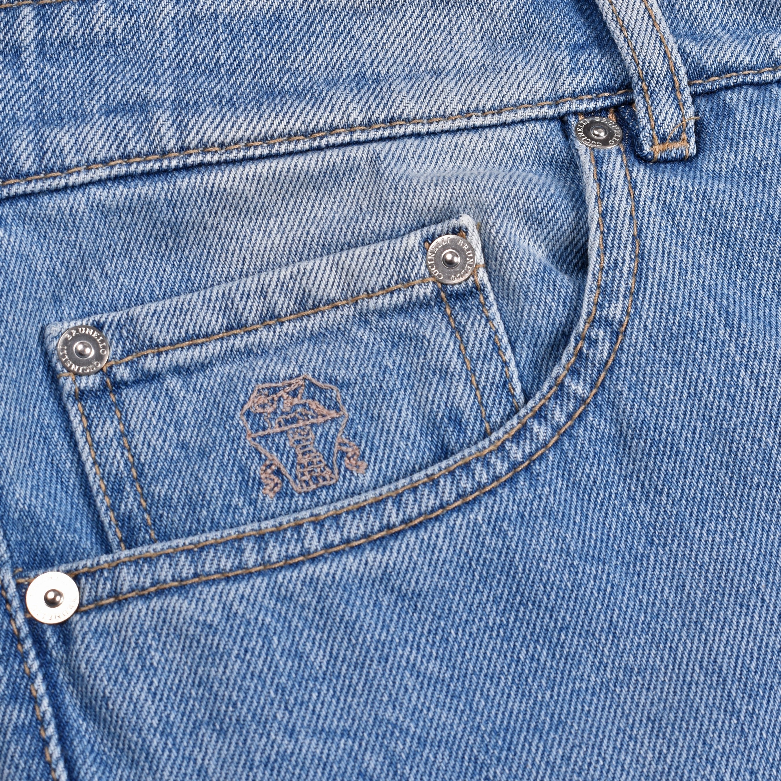 BRUNELLO CUCINELLI MEN'S LIGHT DENIM TRADITIONAL FIT JEANS