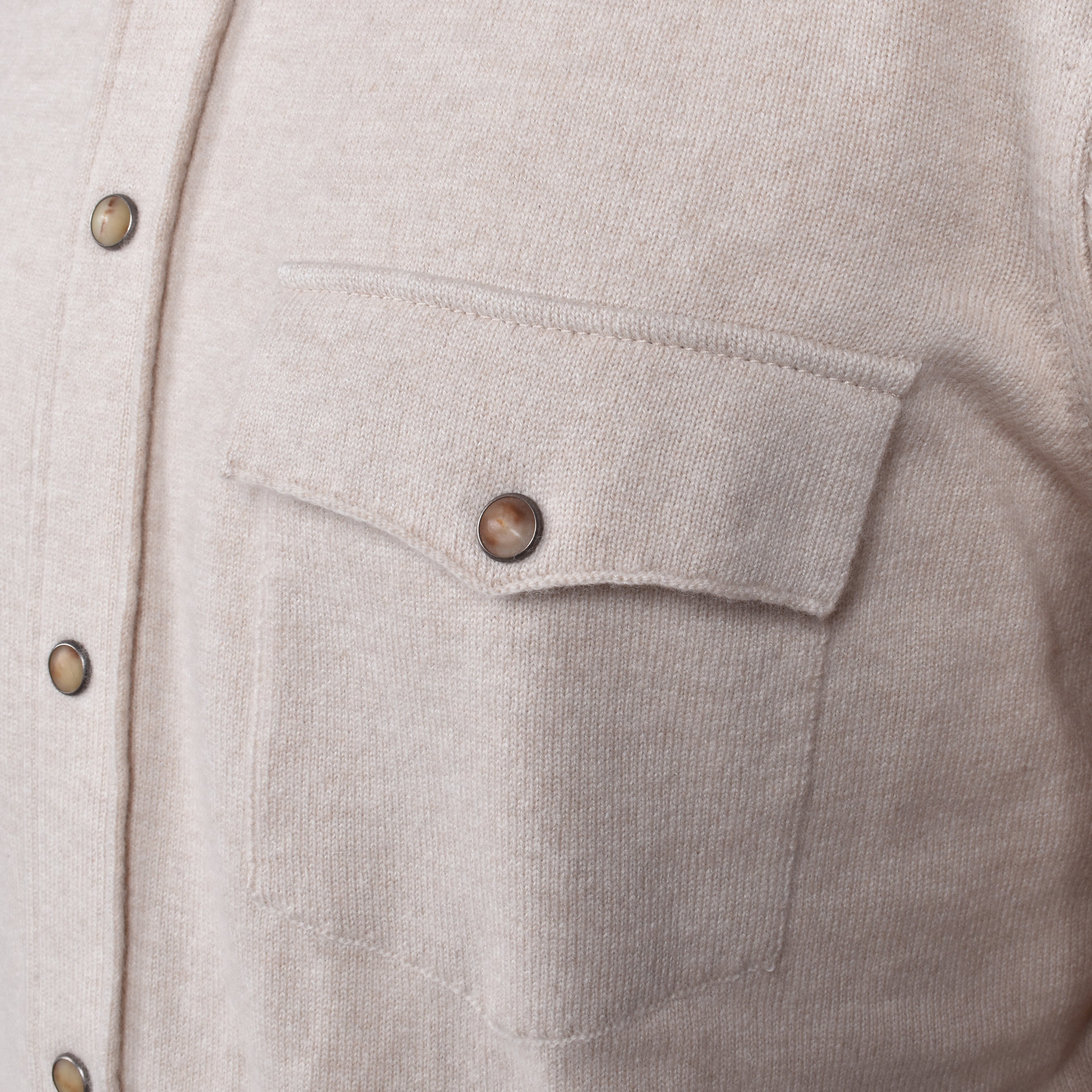 BRUNELLO CUCINELLI MEN'S SAND CASHMERE BLEND KNIT OVERSHIRT