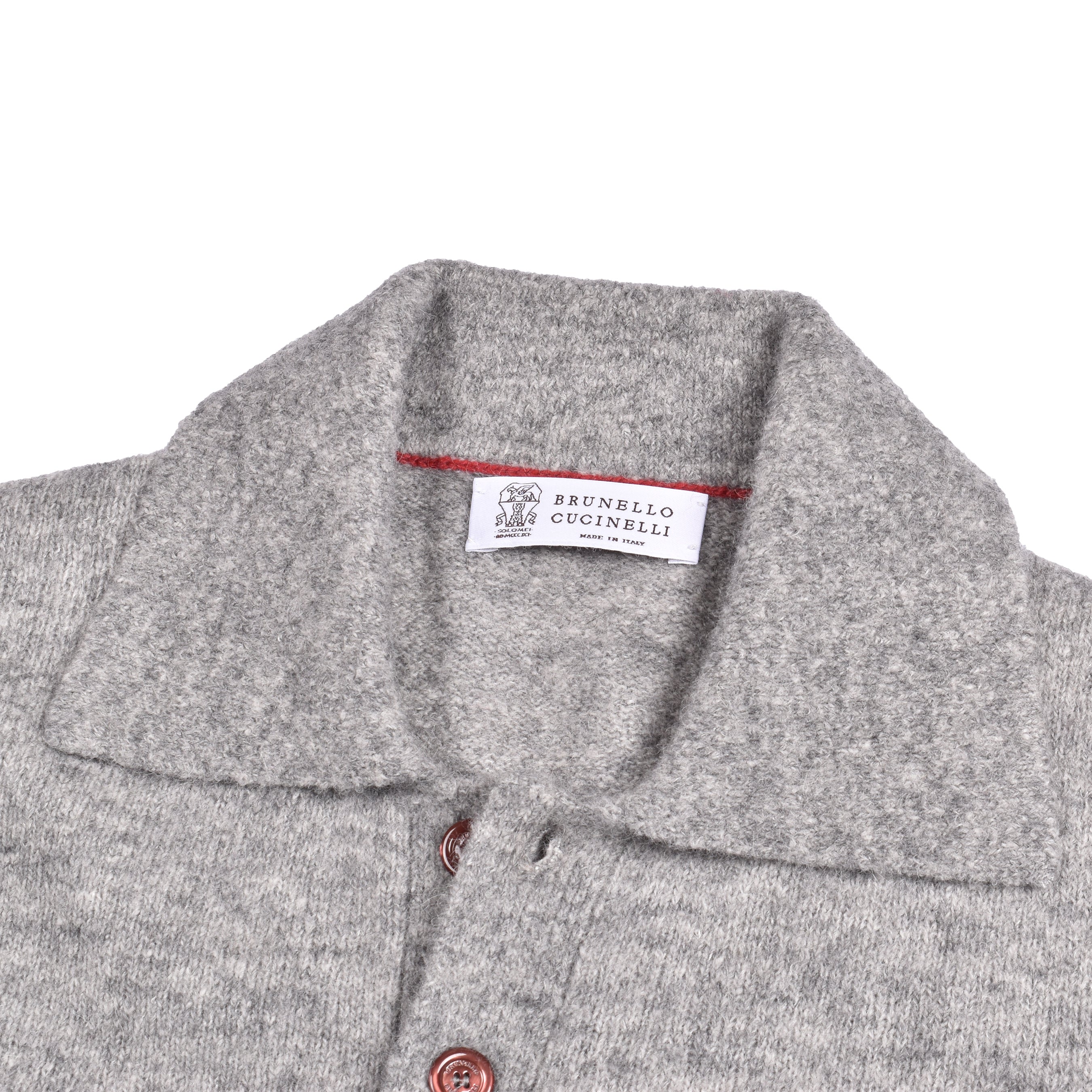 BRUNELLO CUCINELLI MEN'S GRAY WOOL BLEND KNIT SWEATER