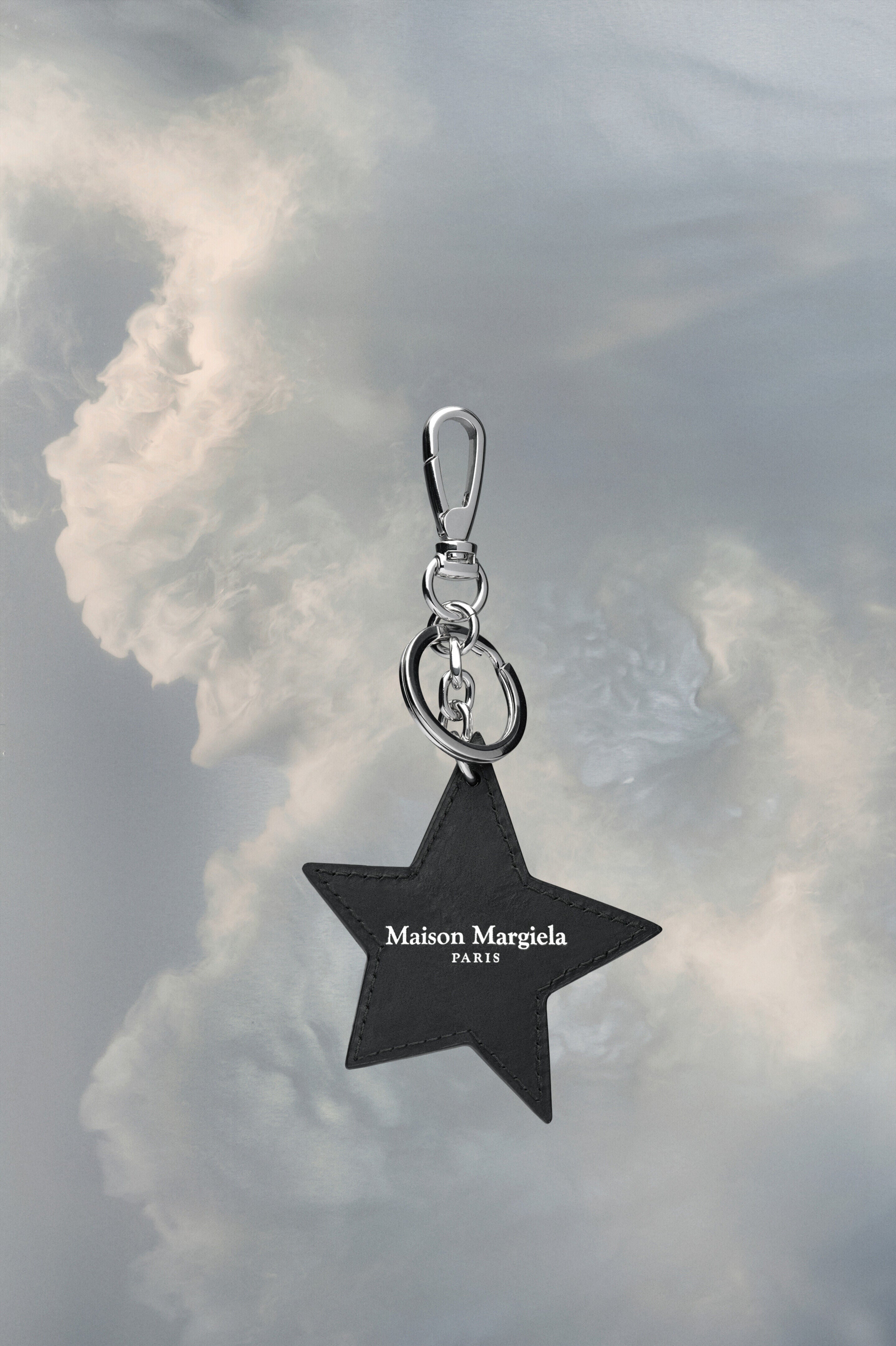 MAISON MARGIELA MEN'S SILVER STAR KEYCHAIN WITH CRYSTAL