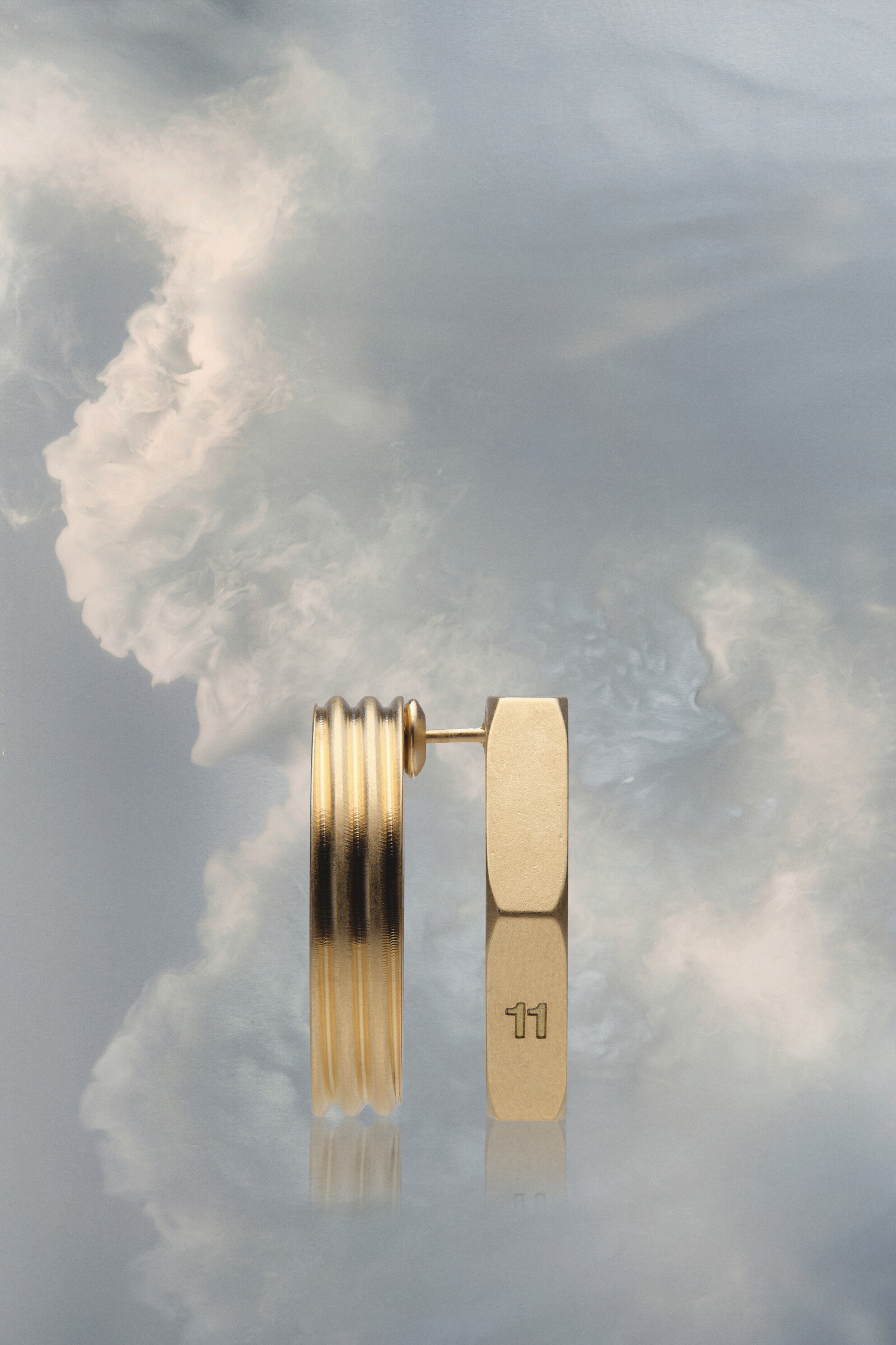 MAISON MARGIELA MEN'S GOLD HEXAGONAL EARRINGS