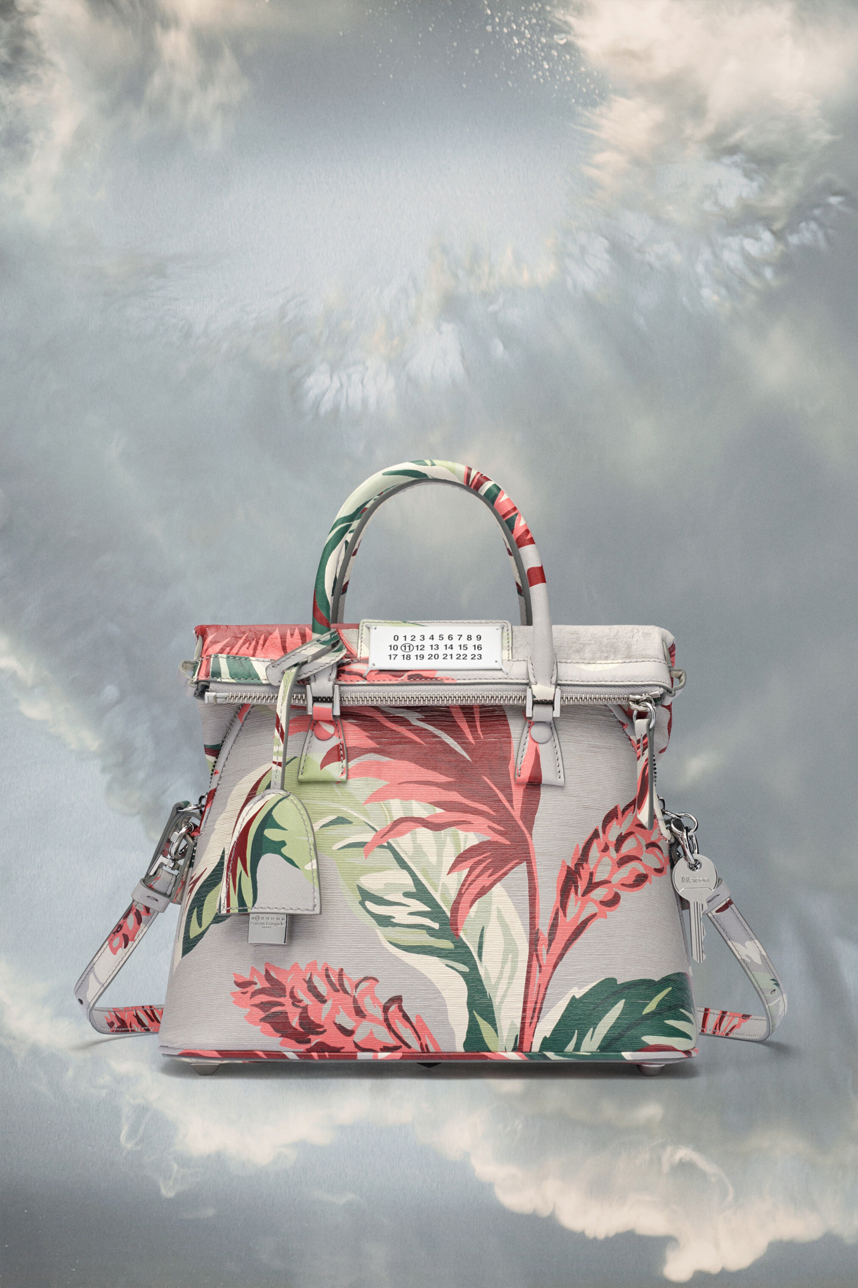 MAISON MARGIELA MEN'S FLORAL PRINT GREY CROSSBODY BAG